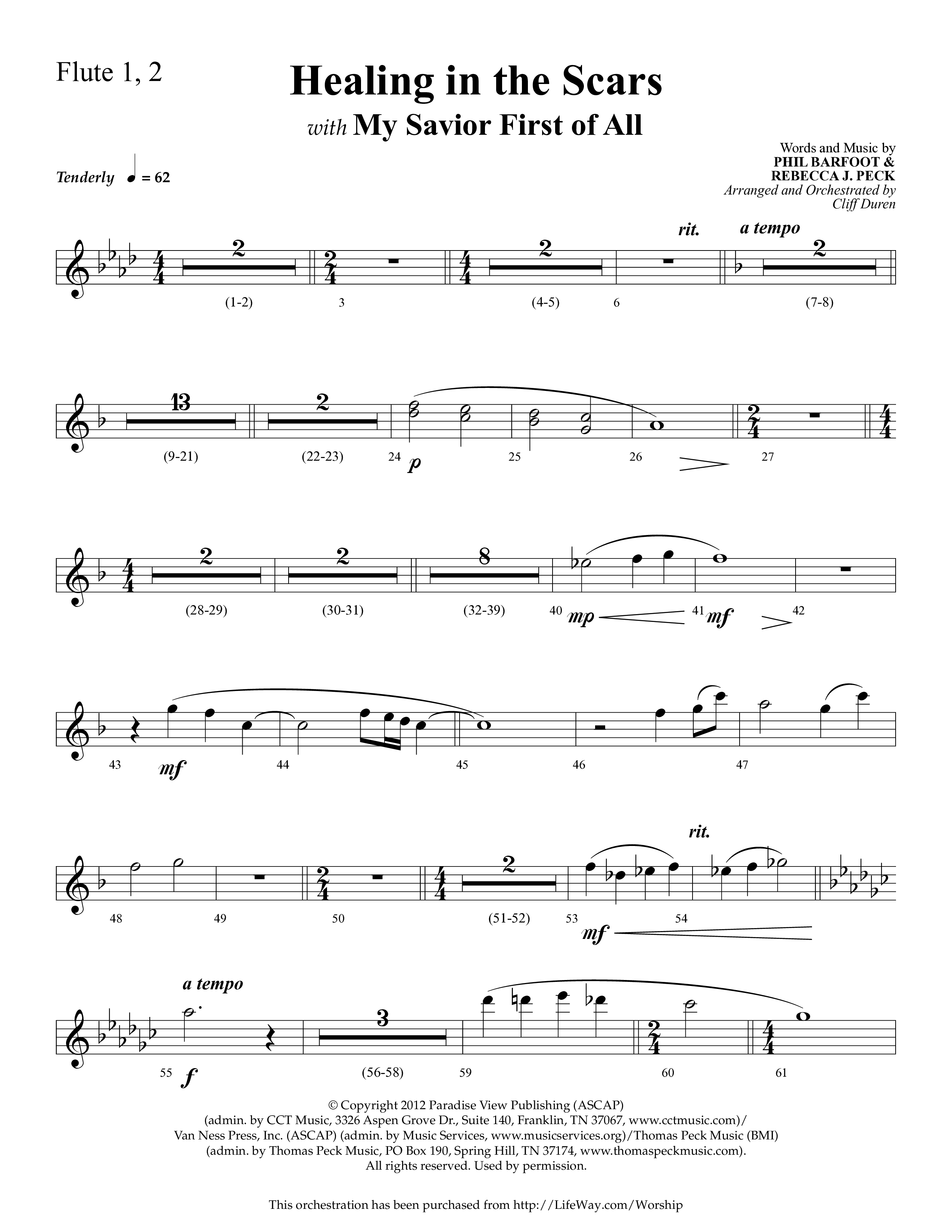 Healing In The Scars (with My Savior First Of All) (Choral Anthem SATB) Flute 1/2 (Lifeway Choral / Arr. Cliff Duren)