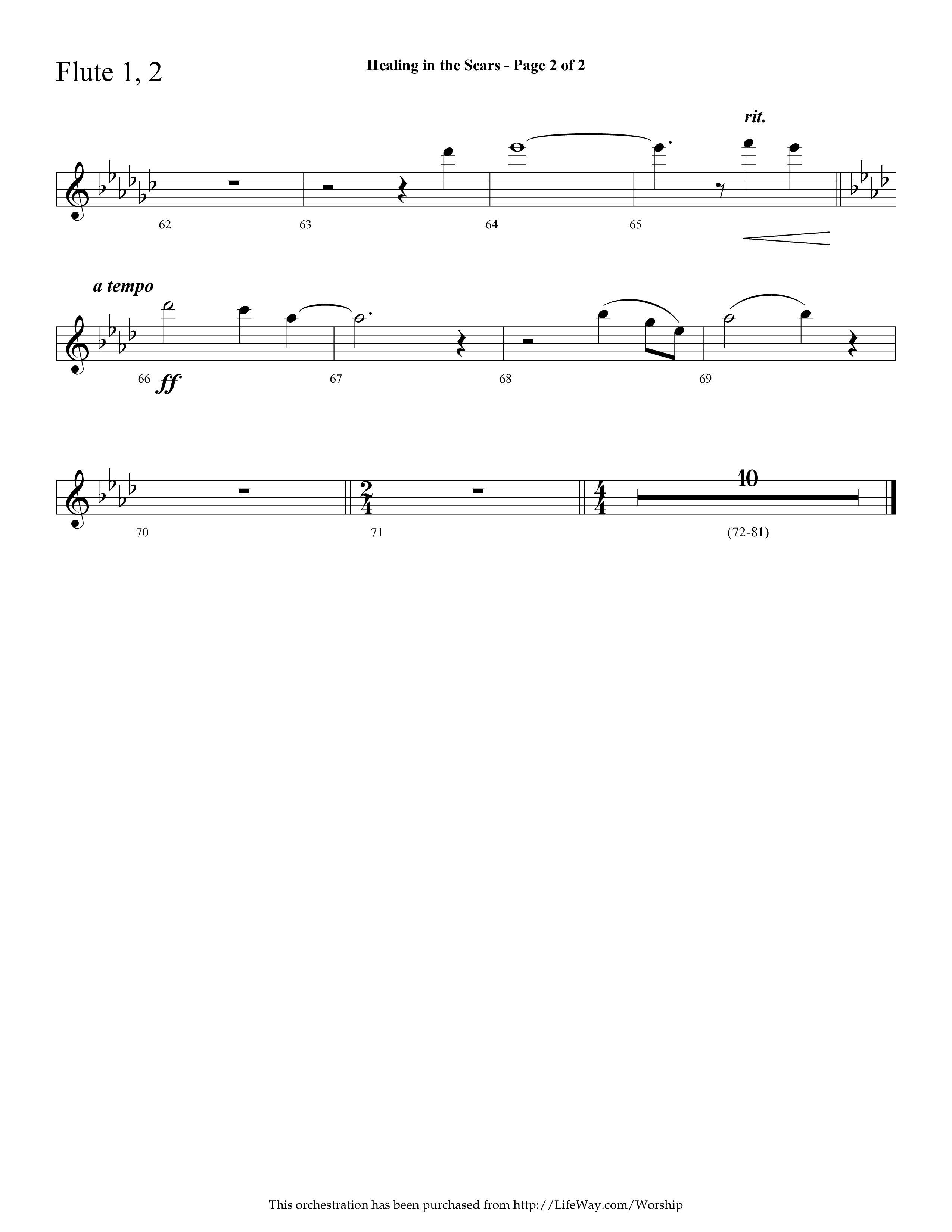 Healing In The Scars (with My Savior First Of All) (Choral Anthem SATB) Flute 1/2 (Lifeway Choral / Arr. Cliff Duren)