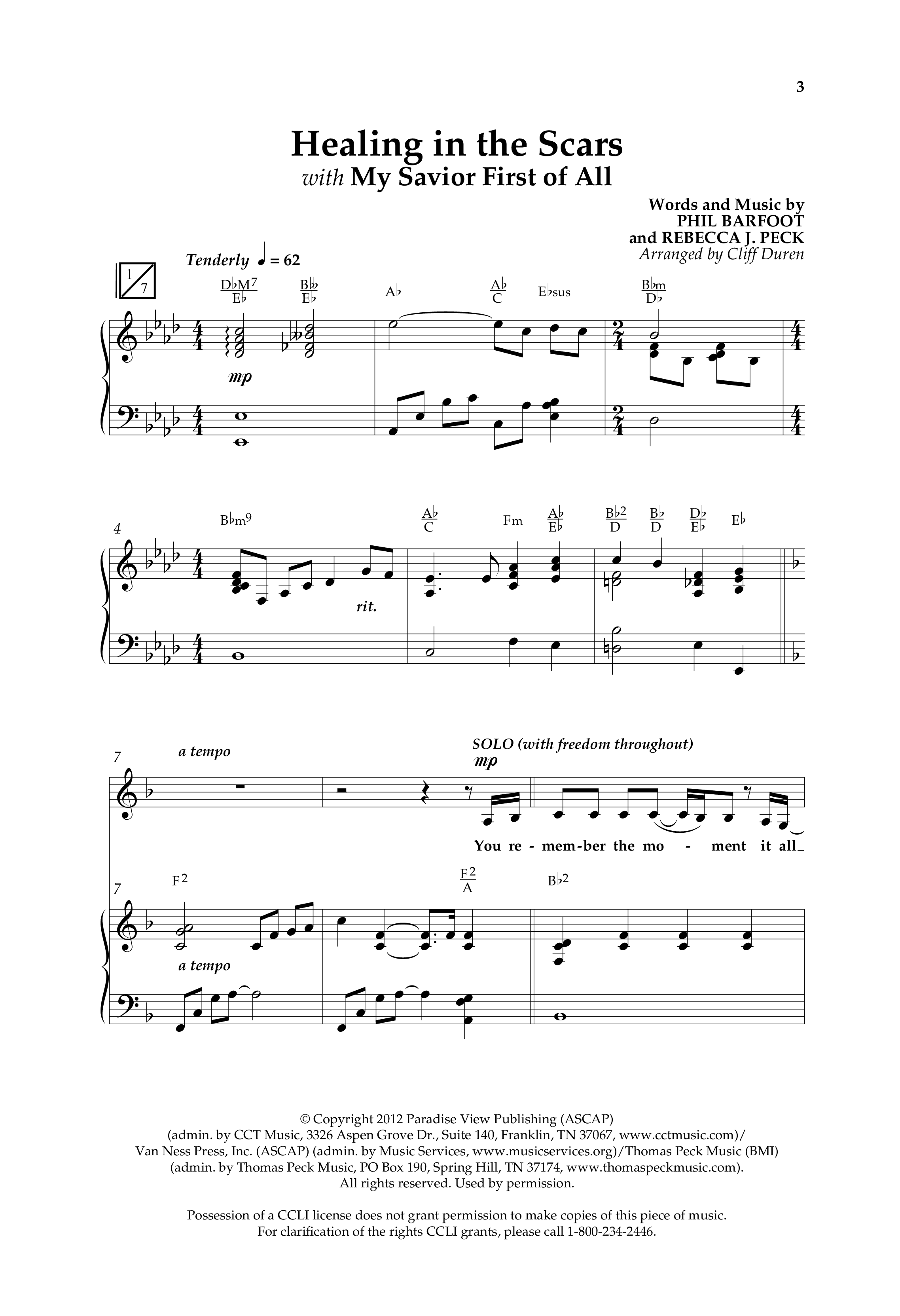 Healing In The Scars (with My Savior First Of All) (Choral Anthem SATB) Anthem (SATB/Piano) (Lifeway Choral / Arr. Cliff Duren)