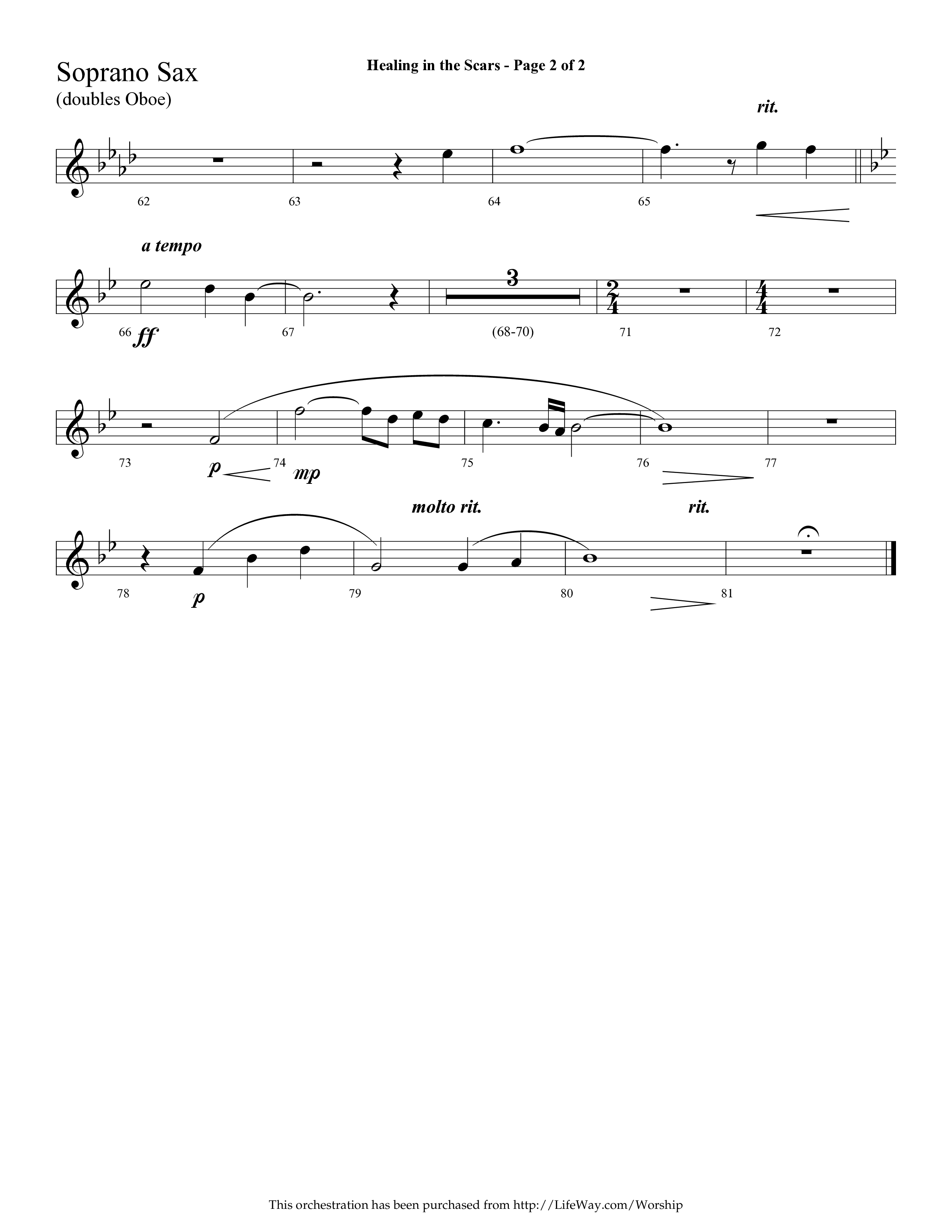 Healing In The Scars (with My Savior First Of All) (Choral Anthem SATB) Soprano Sax (Lifeway Choral / Arr. Cliff Duren)