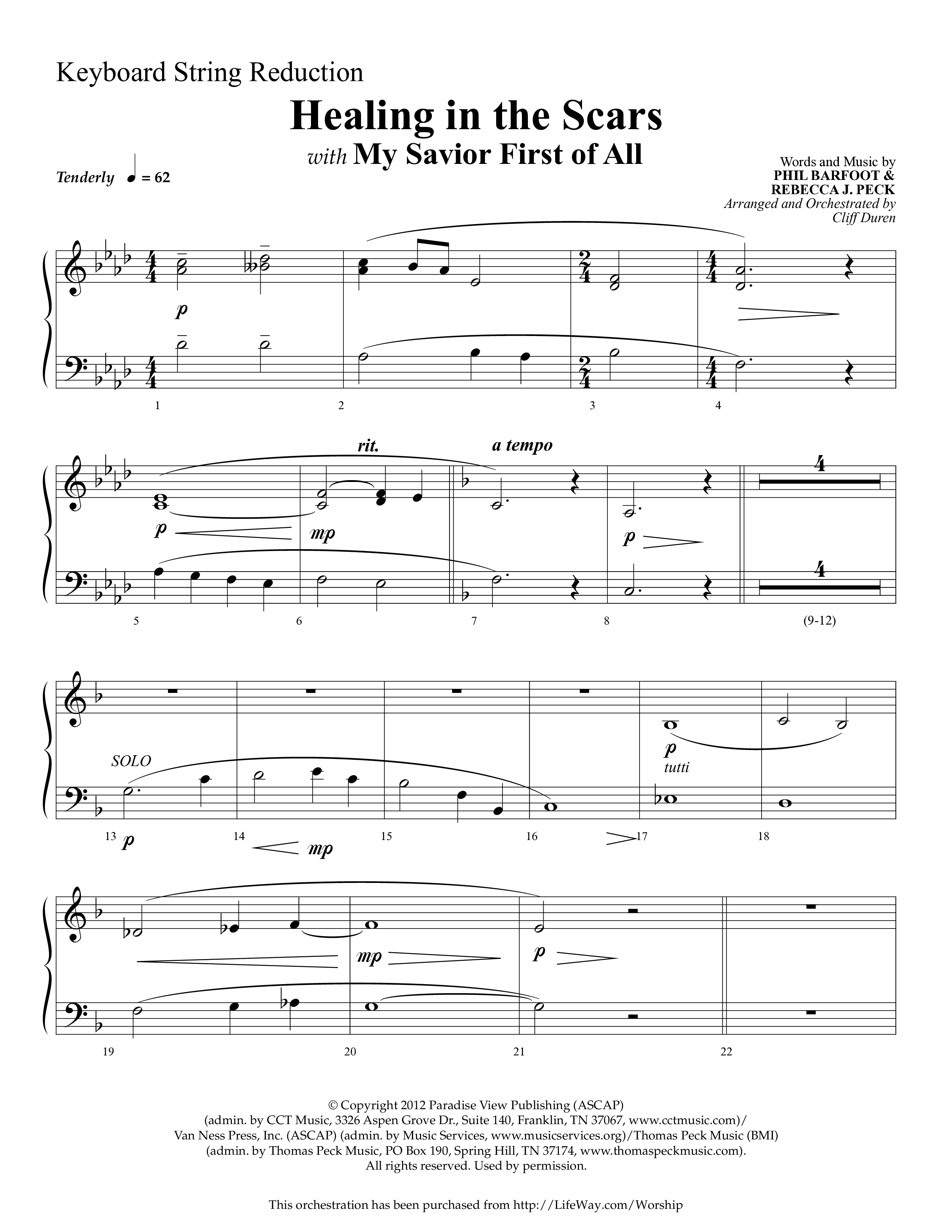 Healing In The Scars (with My Savior First Of All) (Choral Anthem SATB) String Reduction (Lifeway Choral / Arr. Cliff Duren)