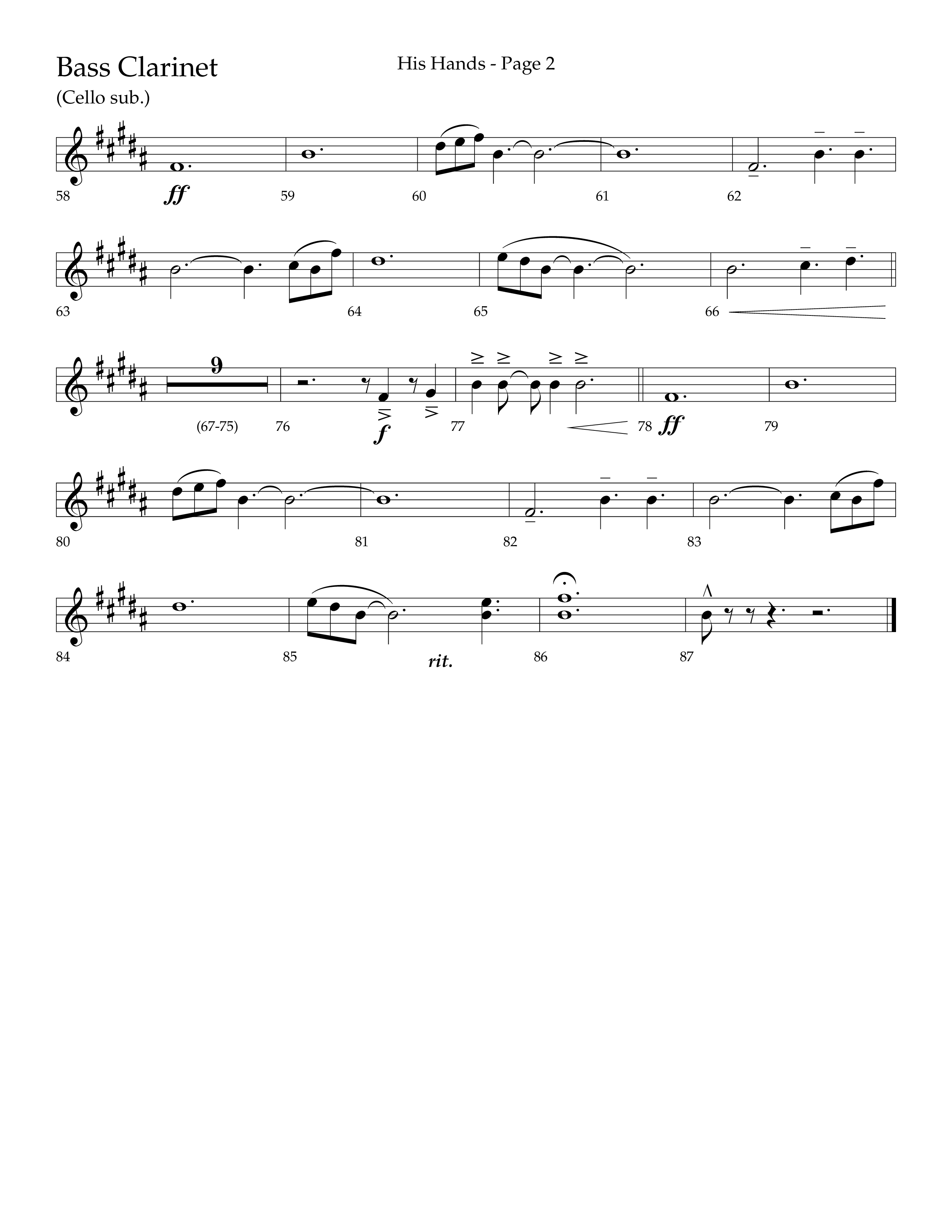 His Hands (Choral Anthem SATB) Bass Clarinet (Lifeway Choral / Arr. Cliff Duren)