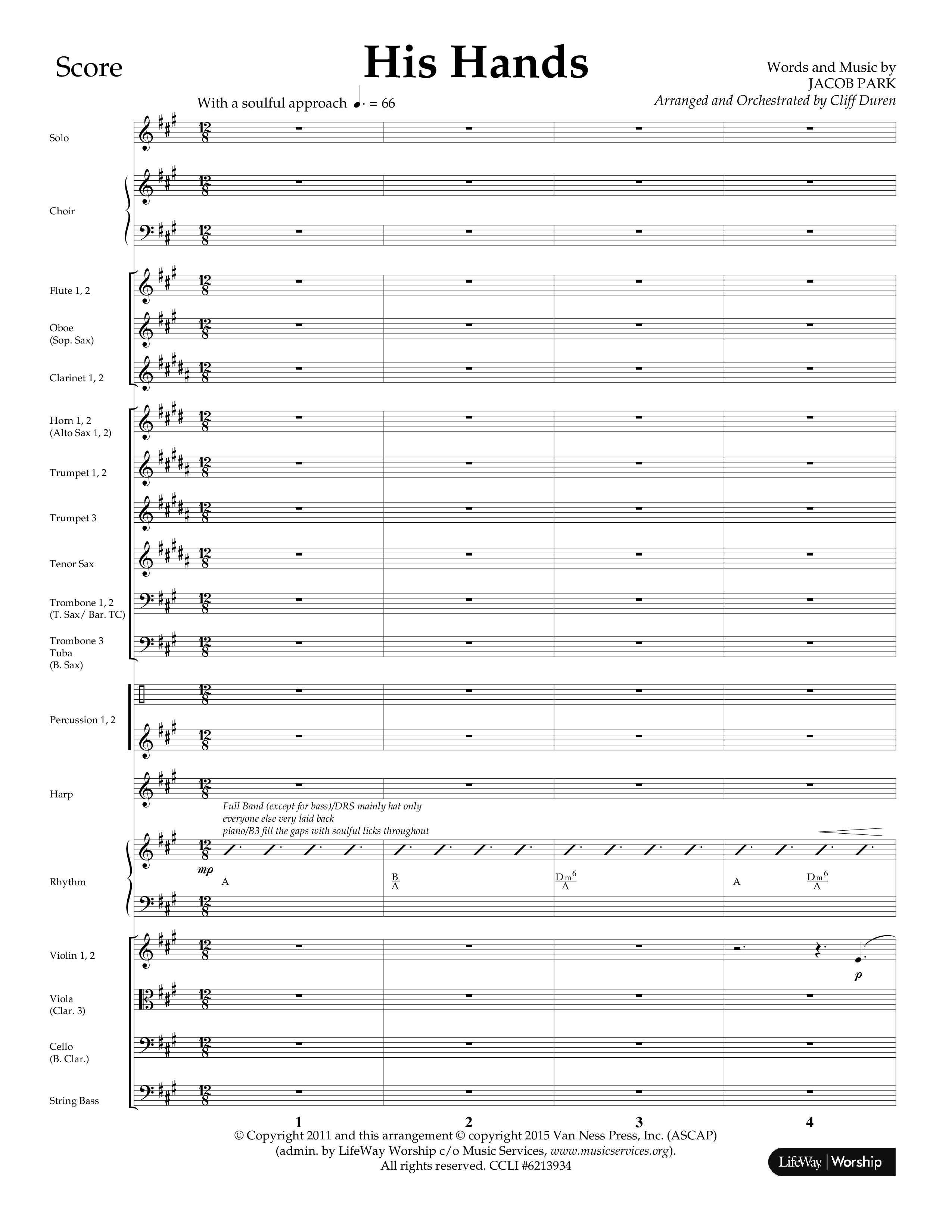 His Hands (Choral Anthem SATB) Orchestration (Lifeway Choral / Arr. Cliff Duren)