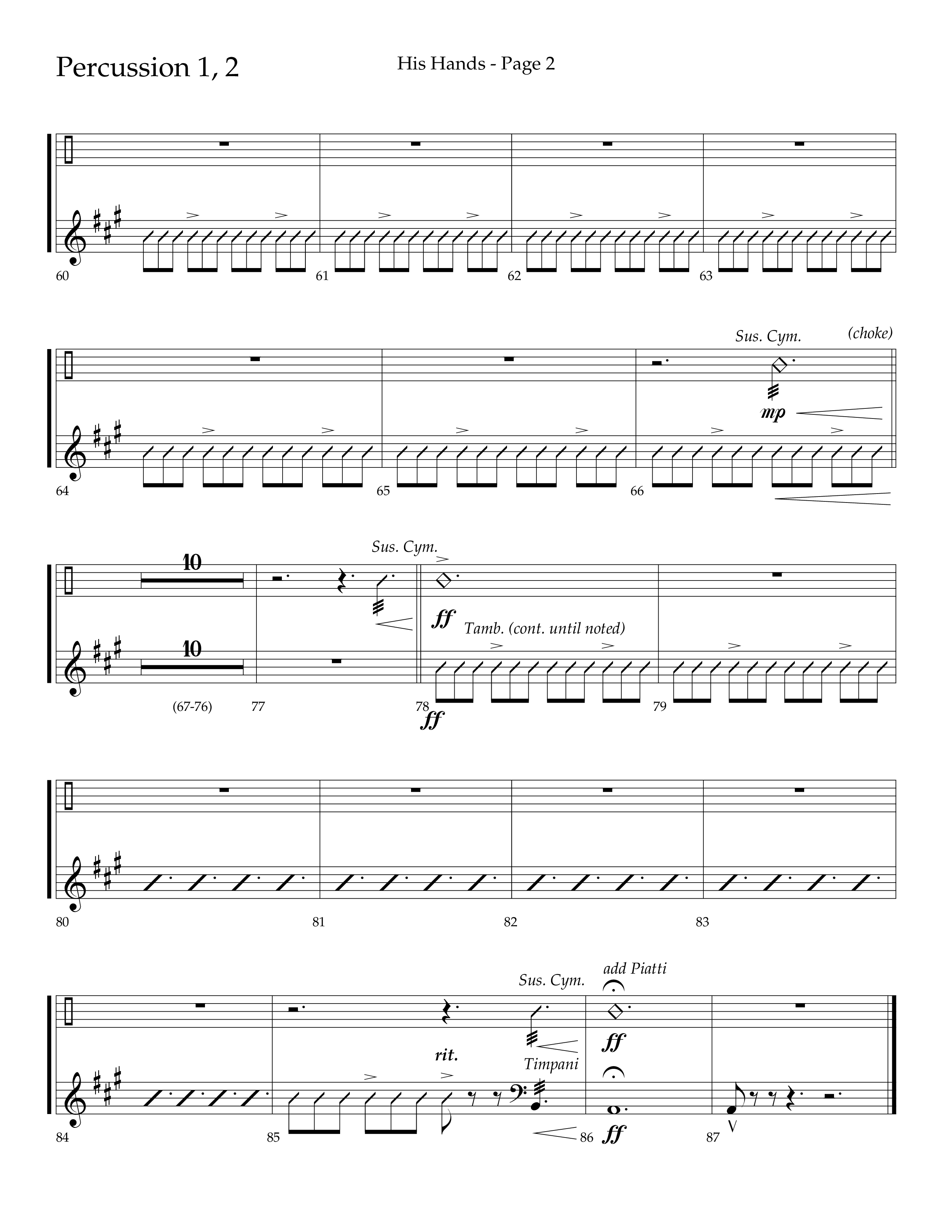 His Hands (Choral Anthem SATB) Percussion 1/2 (Lifeway Choral / Arr. Cliff Duren)