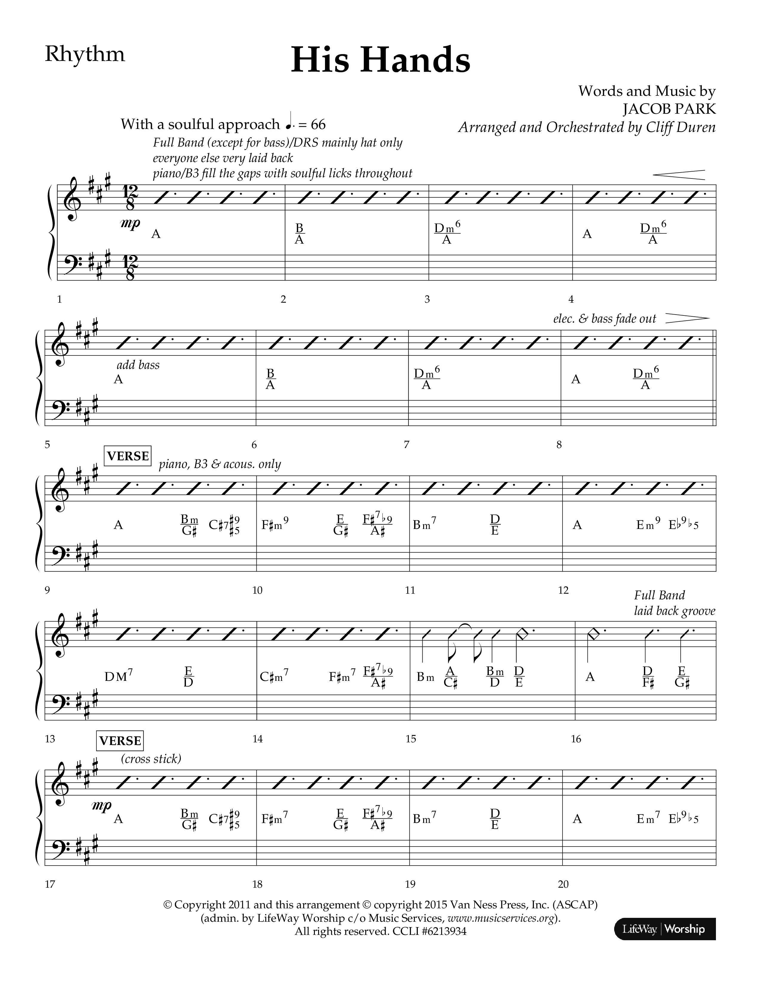 His Hands (Choral Anthem SATB) Lead Melody & Rhythm (Lifeway Choral / Arr. Cliff Duren)