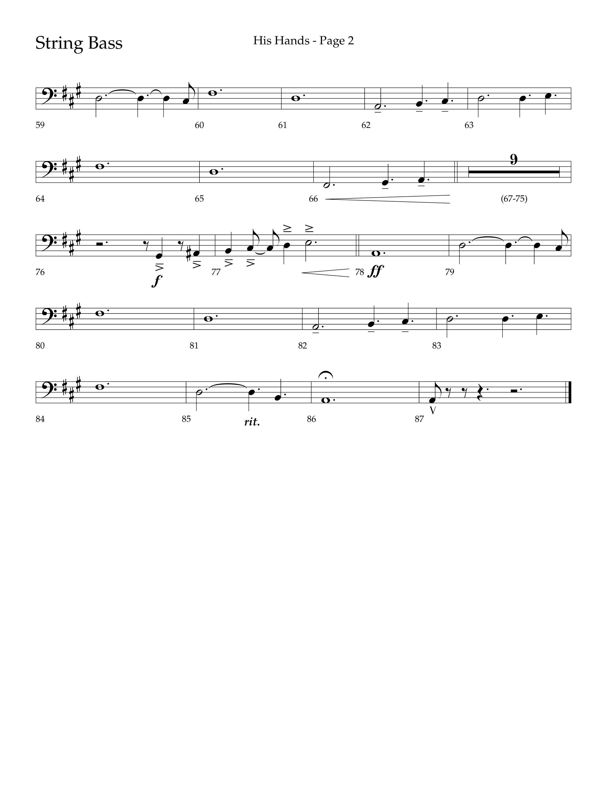 His Hands (Choral Anthem SATB) String Bass (Lifeway Choral / Arr. Cliff Duren)
