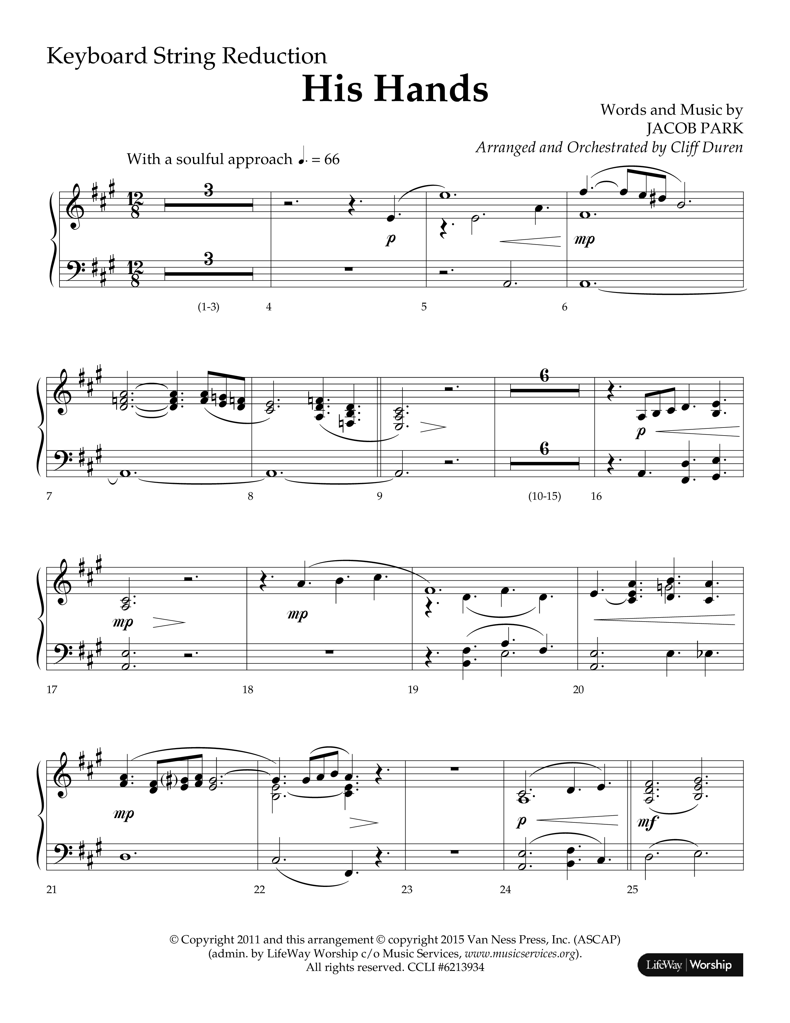 His Hands (Choral Anthem SATB) String Reduction (Lifeway Choral / Arr. Cliff Duren)