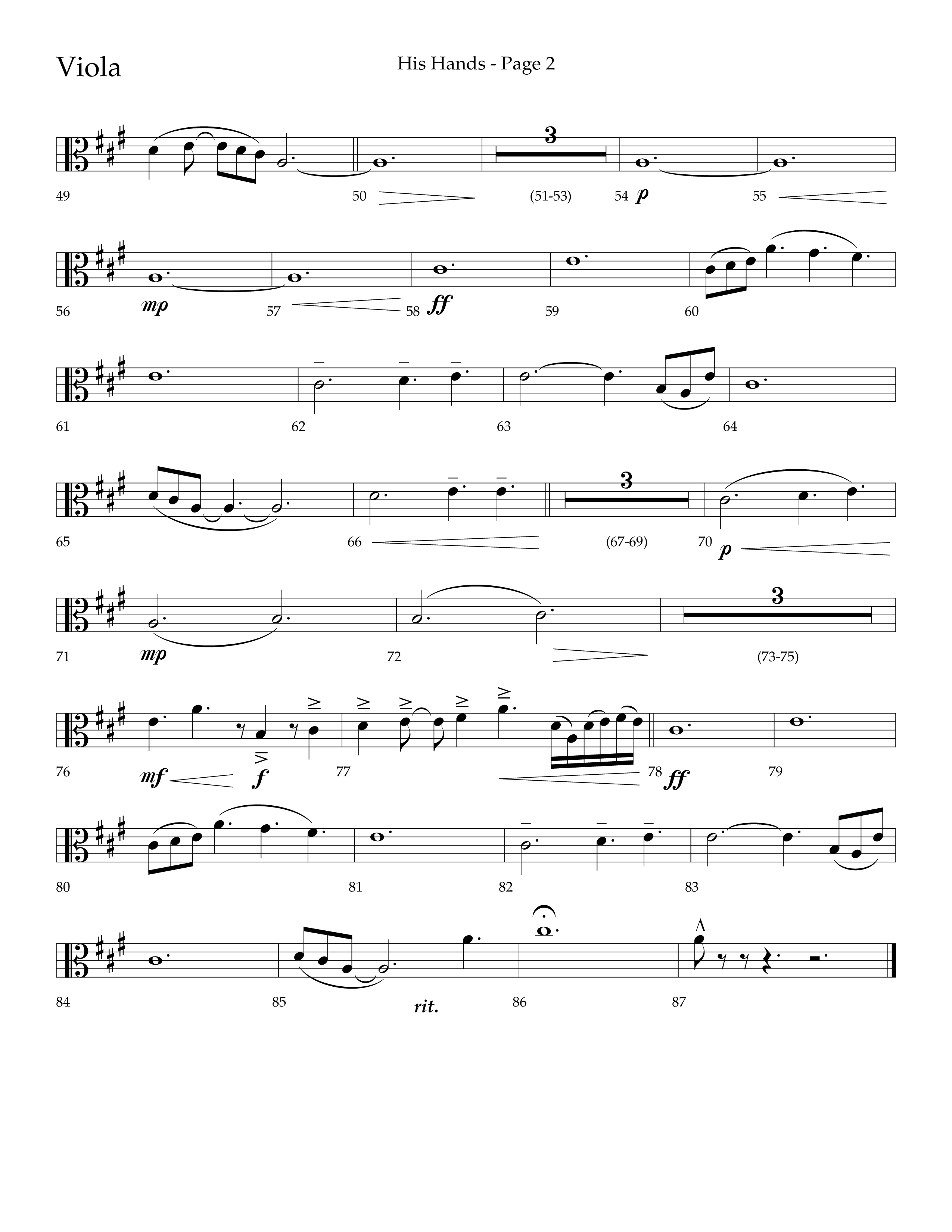 His Hands (Choral Anthem SATB) Viola (Lifeway Choral / Arr. Cliff Duren)