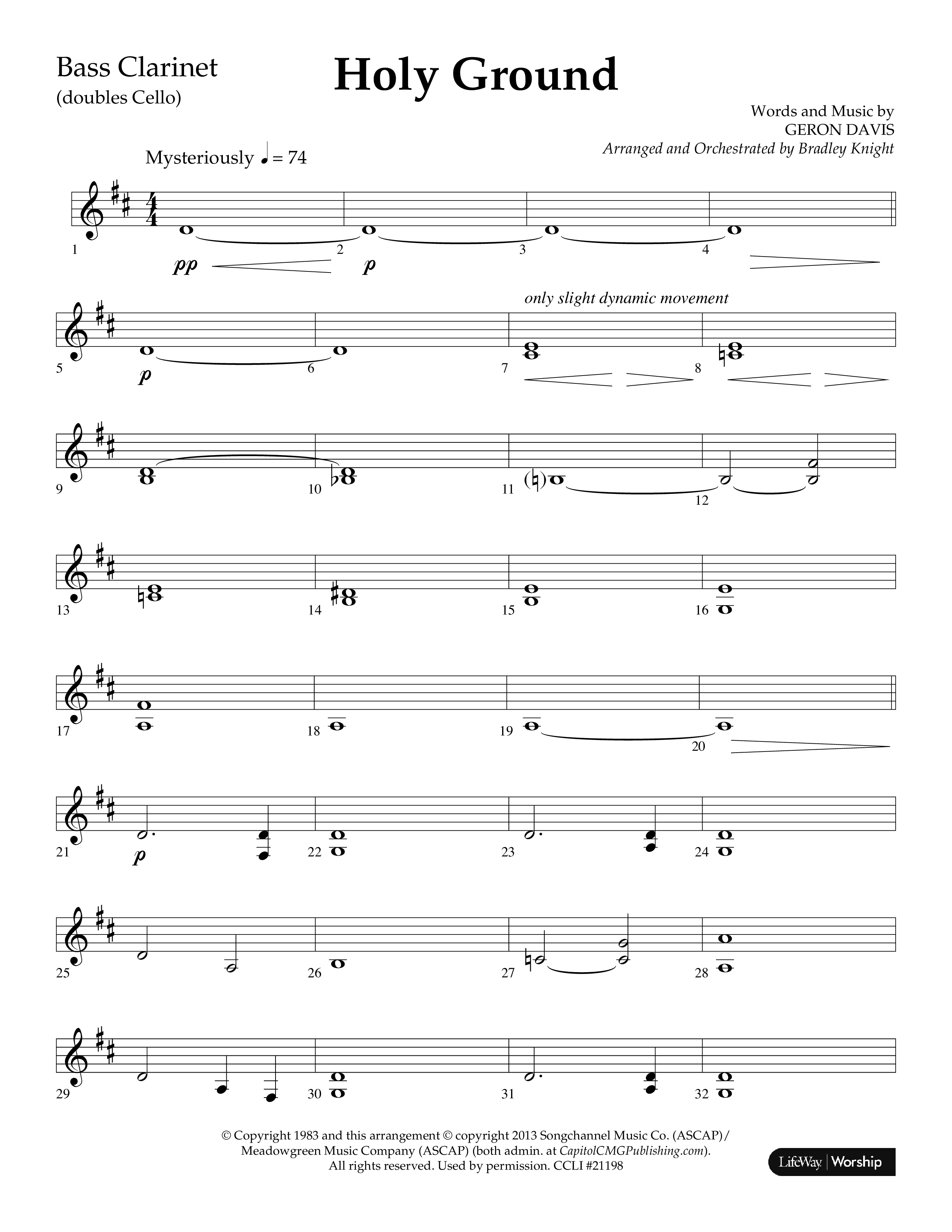 Holy Ground (Choral Anthem SATB) Bass Clarinet (Lifeway Choral / Arr. Bradley Knight)