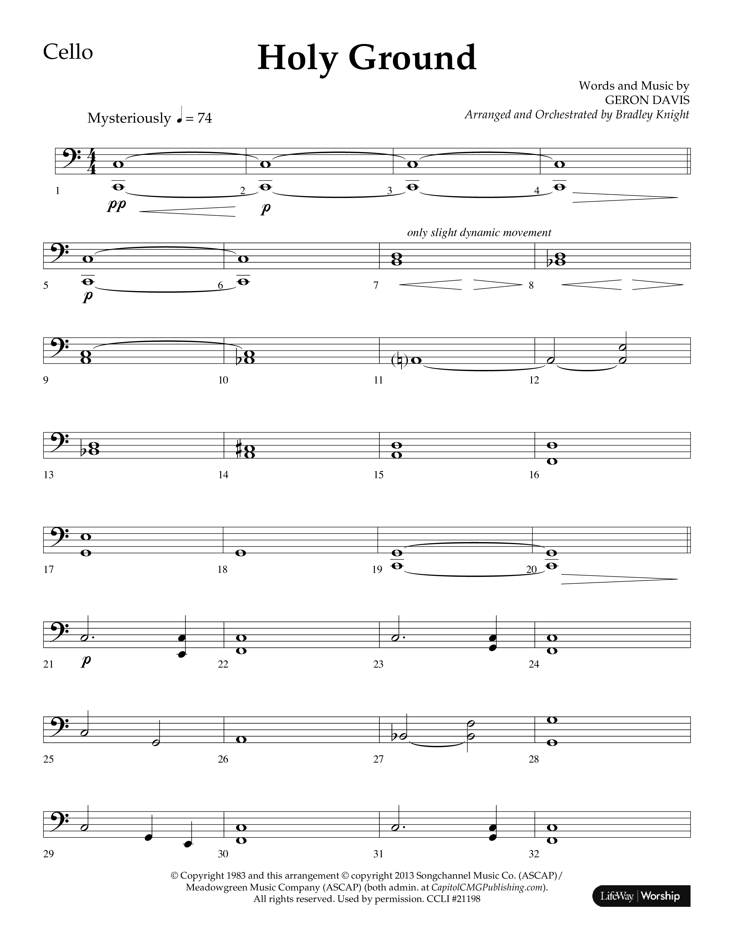 Holy Ground (Choral Anthem SATB) Cello (Lifeway Choral / Arr. Bradley Knight)