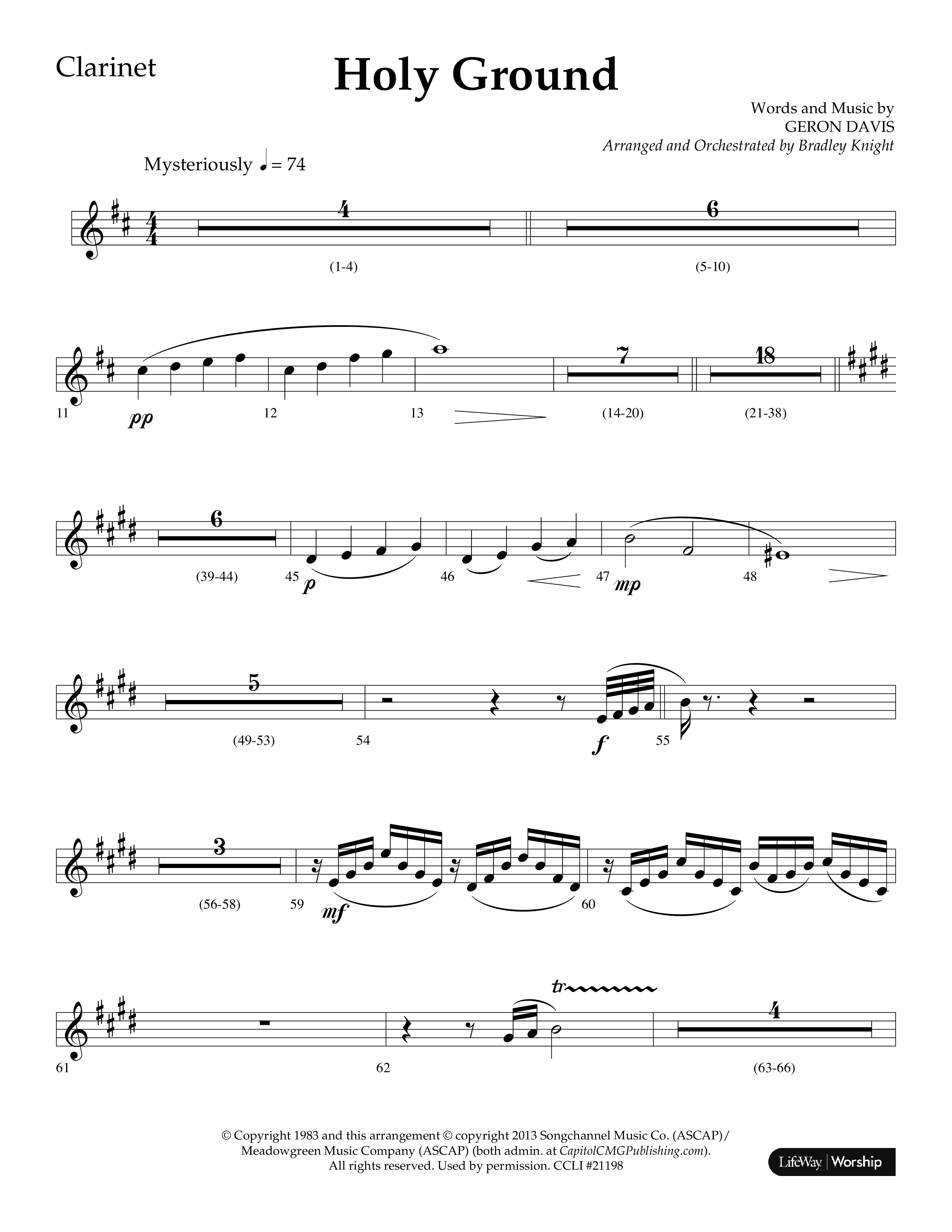 Holy Ground (Choral Anthem SATB) Clarinet 1/2 (Lifeway Choral / Arr. Bradley Knight)