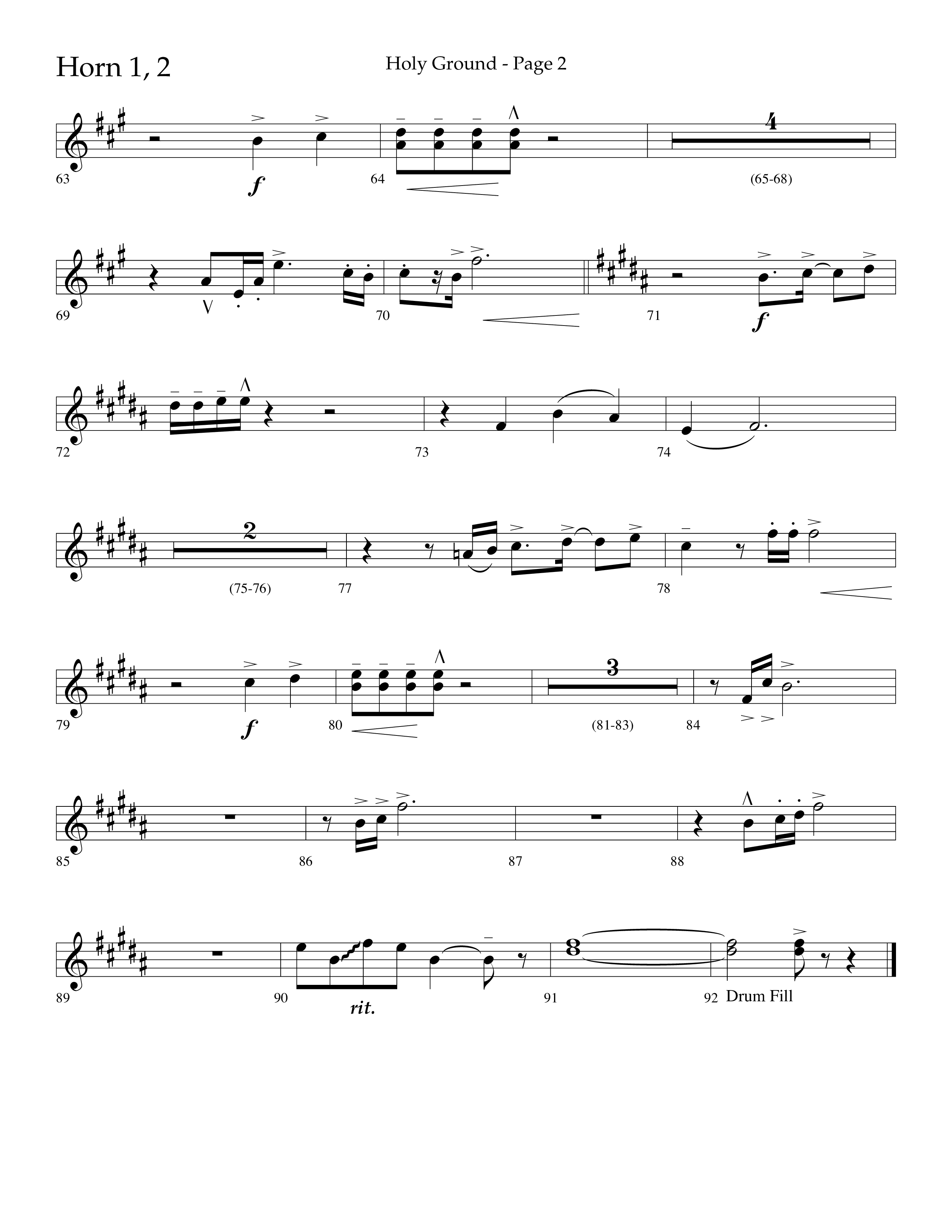 Holy Ground (Choral Anthem SATB) French Horn 1/2 (Lifeway Choral / Arr. Bradley Knight)