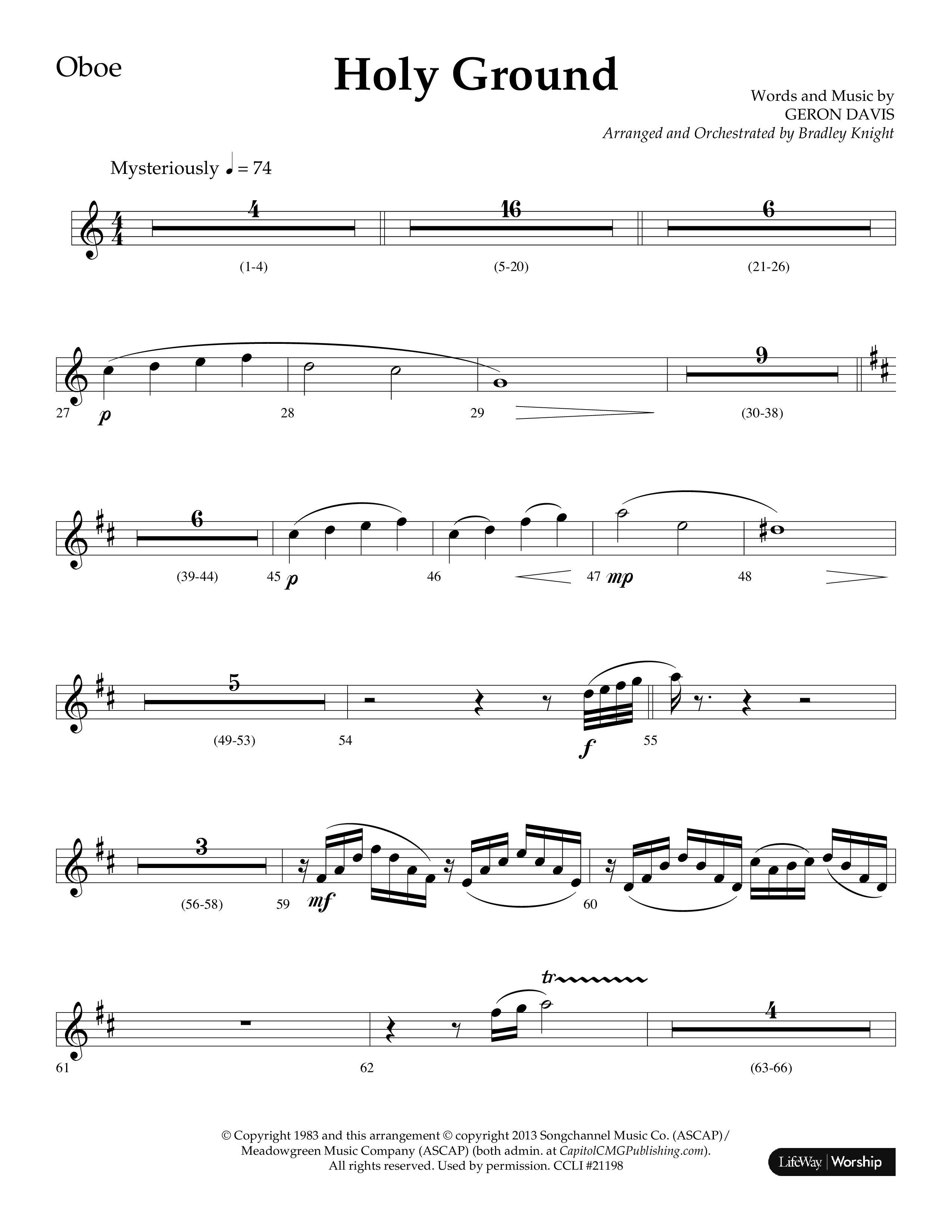 Holy Ground (Choral Anthem SATB) Oboe (Lifeway Choral / Arr. Bradley Knight)