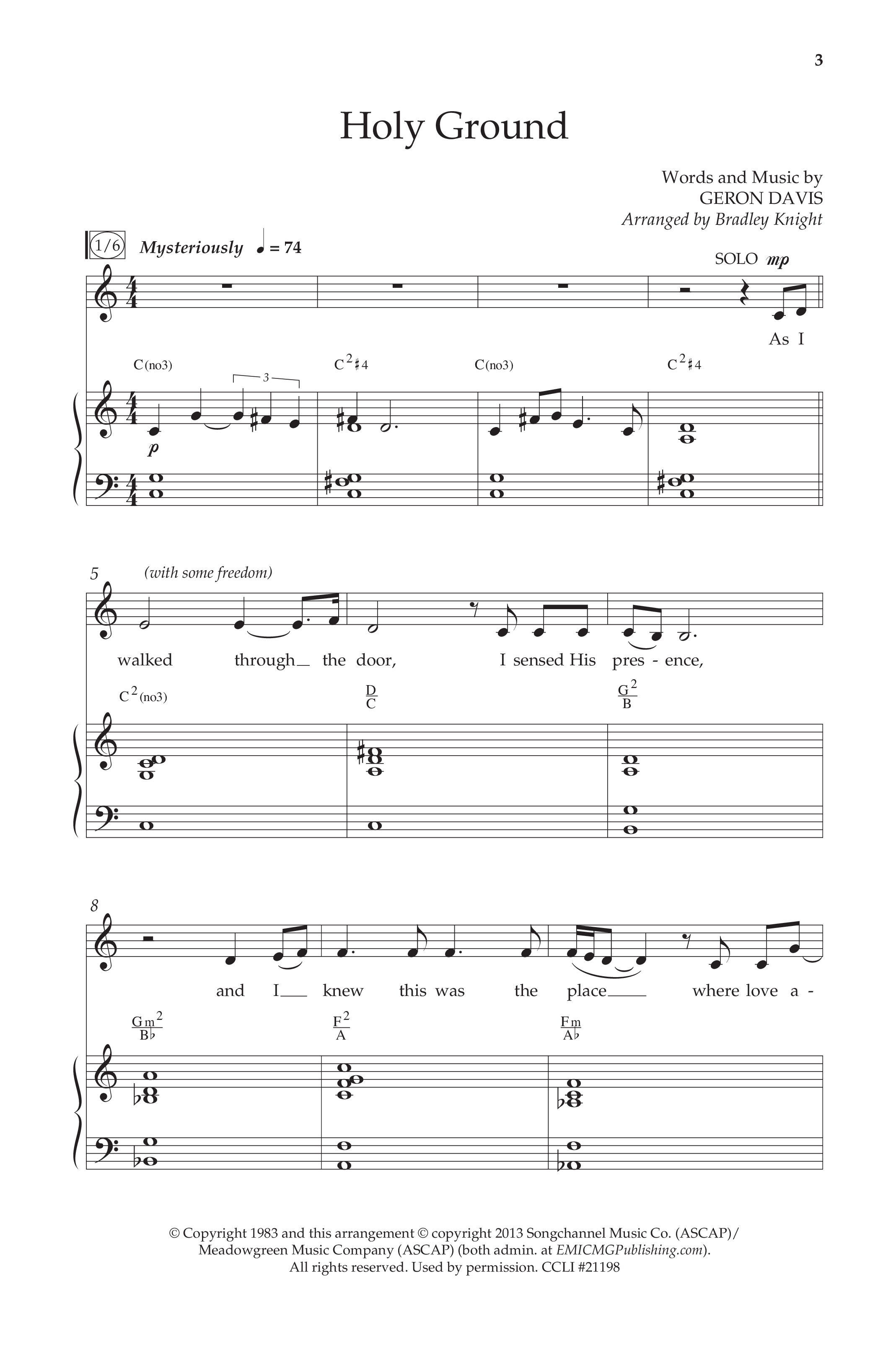 Holy Ground (Choral Anthem SATB) Anthem (SATB/Piano) (Lifeway Choral / Arr. Bradley Knight)
