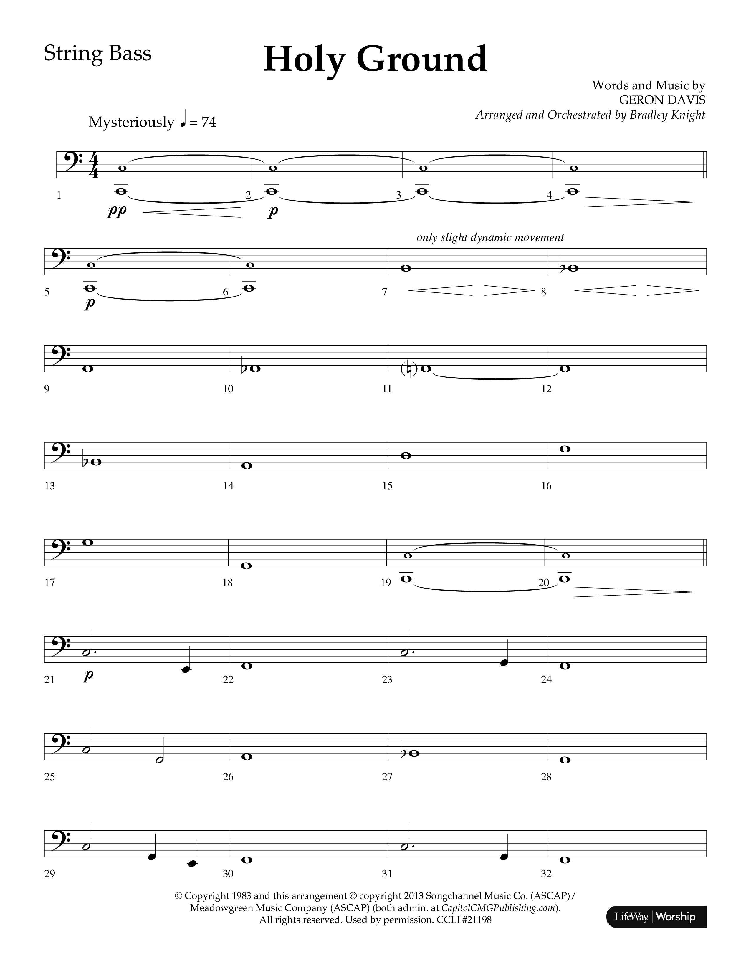 Holy Ground (Choral Anthem SATB) String Bass (Lifeway Choral / Arr. Bradley Knight)