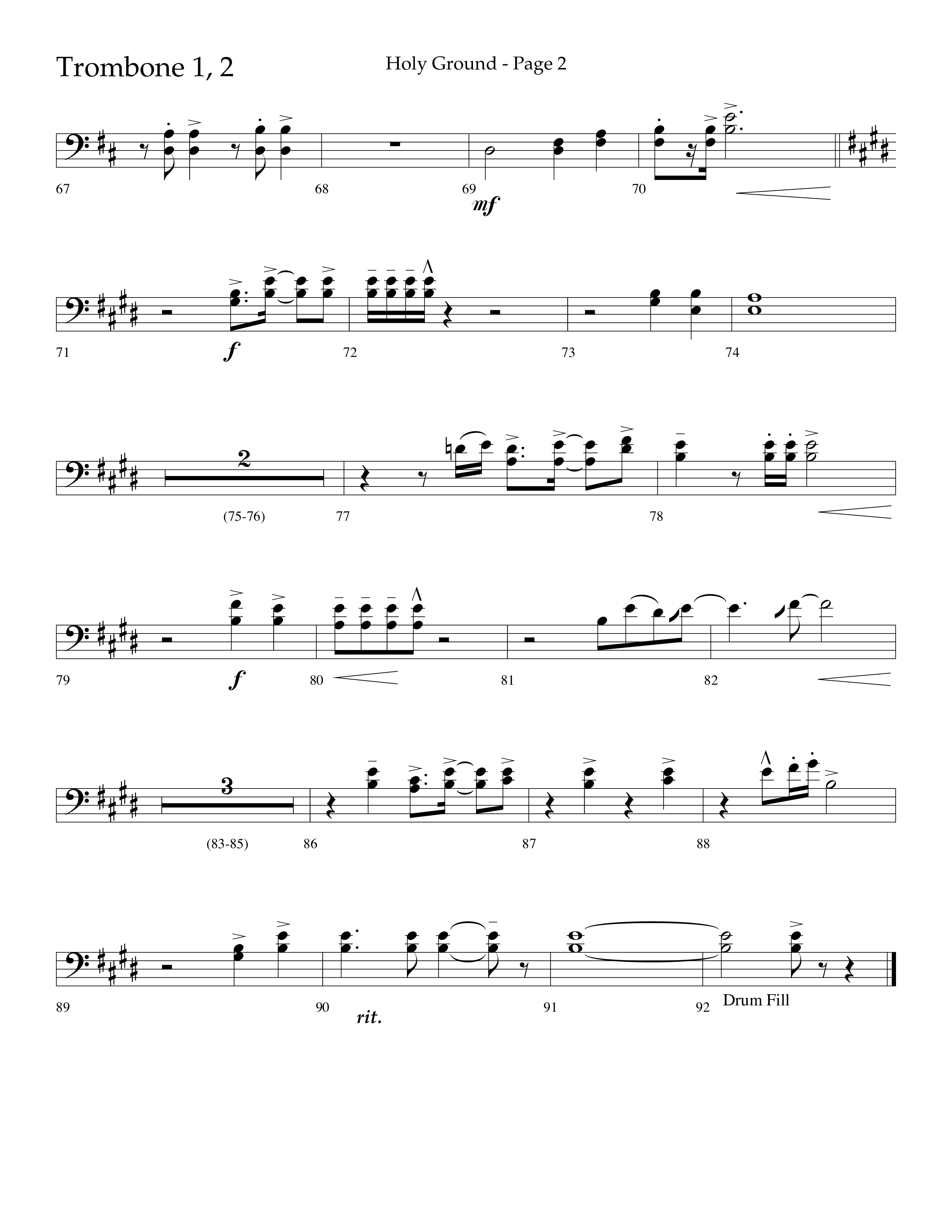 Holy Ground (Choral Anthem SATB) Trombone 1/2 (Lifeway Choral / Arr. Bradley Knight)