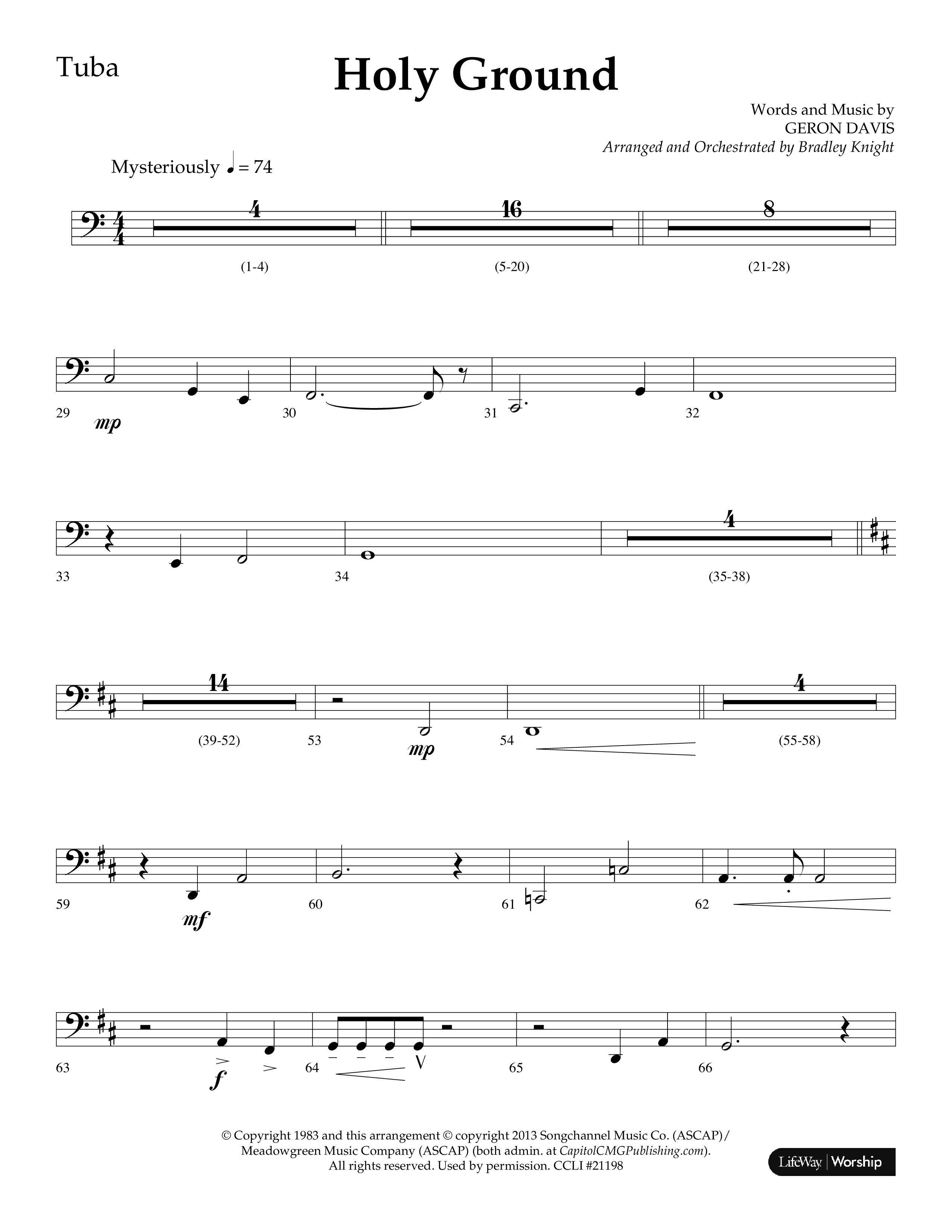 Holy Ground (Choral Anthem SATB) Tuba (Lifeway Choral / Arr. Bradley Knight)