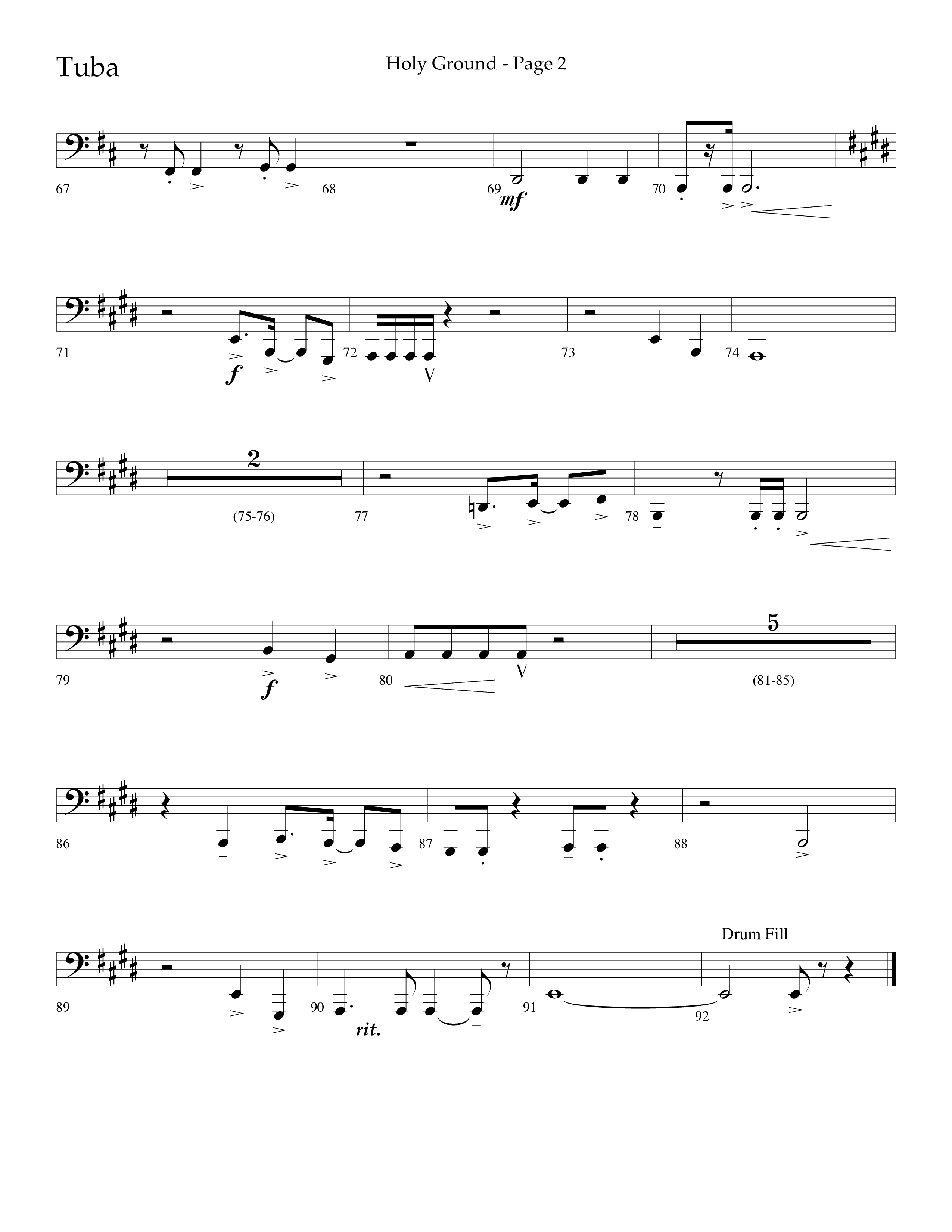 Holy Ground (Choral Anthem SATB) Tuba (Lifeway Choral / Arr. Bradley Knight)