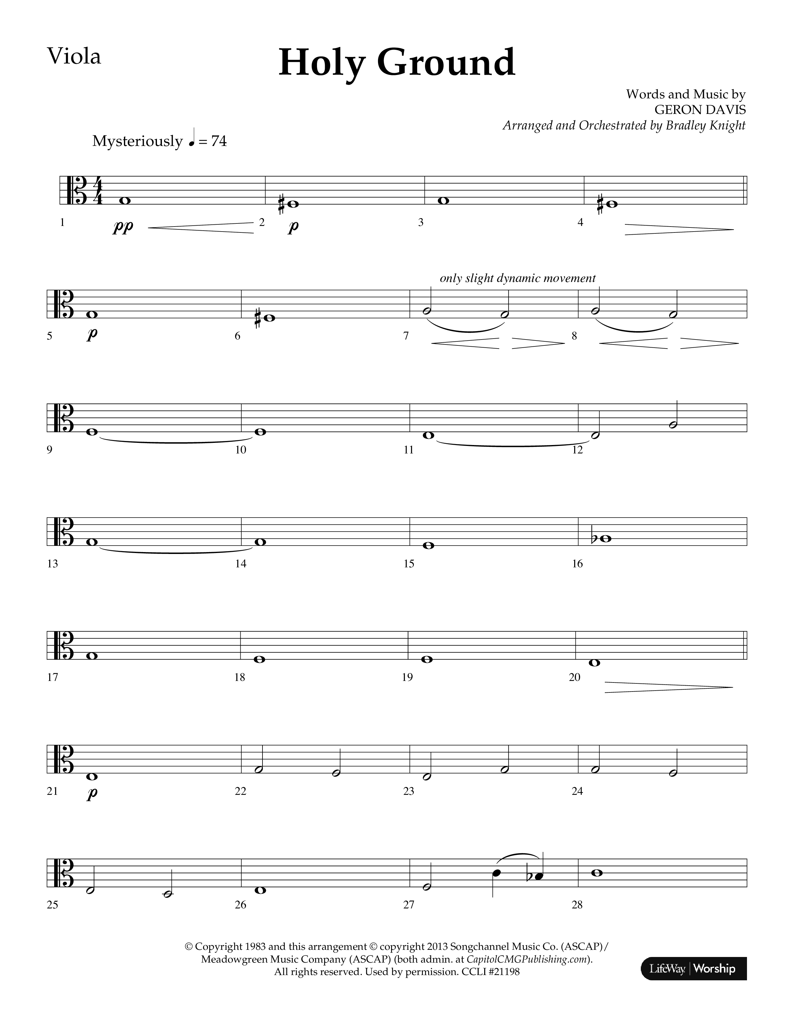 Holy Ground (Choral Anthem SATB) Viola (Lifeway Choral / Arr. Bradley Knight)