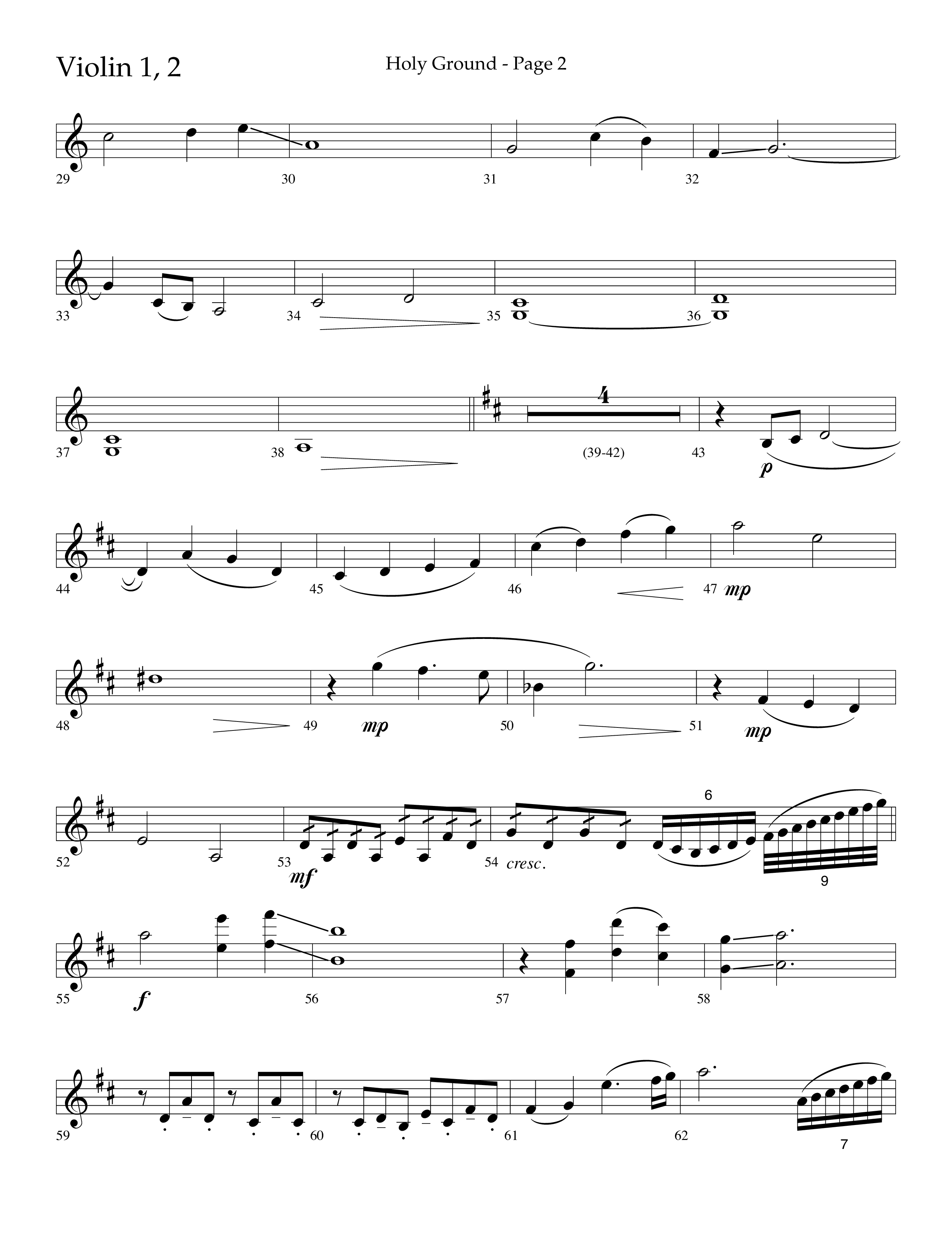 Holy Ground (Choral Anthem SATB) Violin 1/2 (Lifeway Choral / Arr. Bradley Knight)