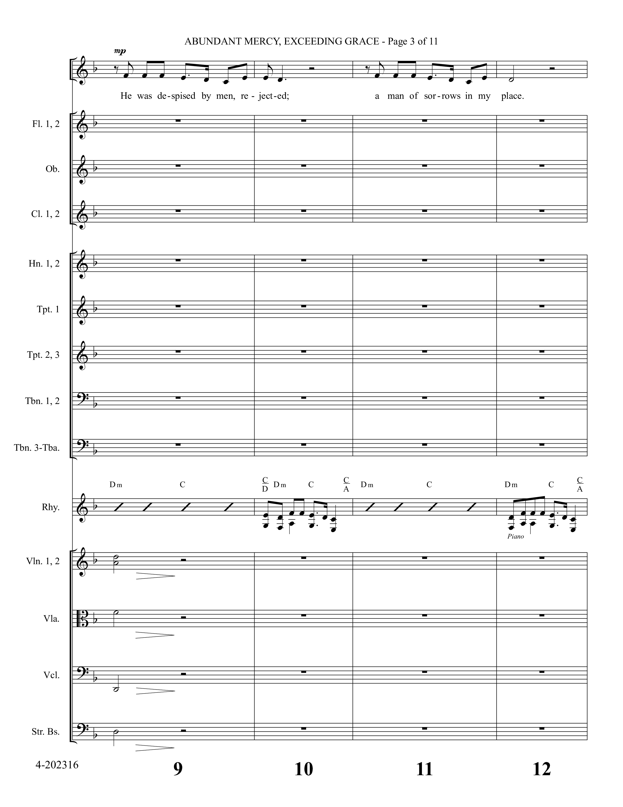 Abundant Mercy Exceeding Grace (Choral Anthem SATB) Orchestration (Foster Music Group / Arr. Marty Parks)