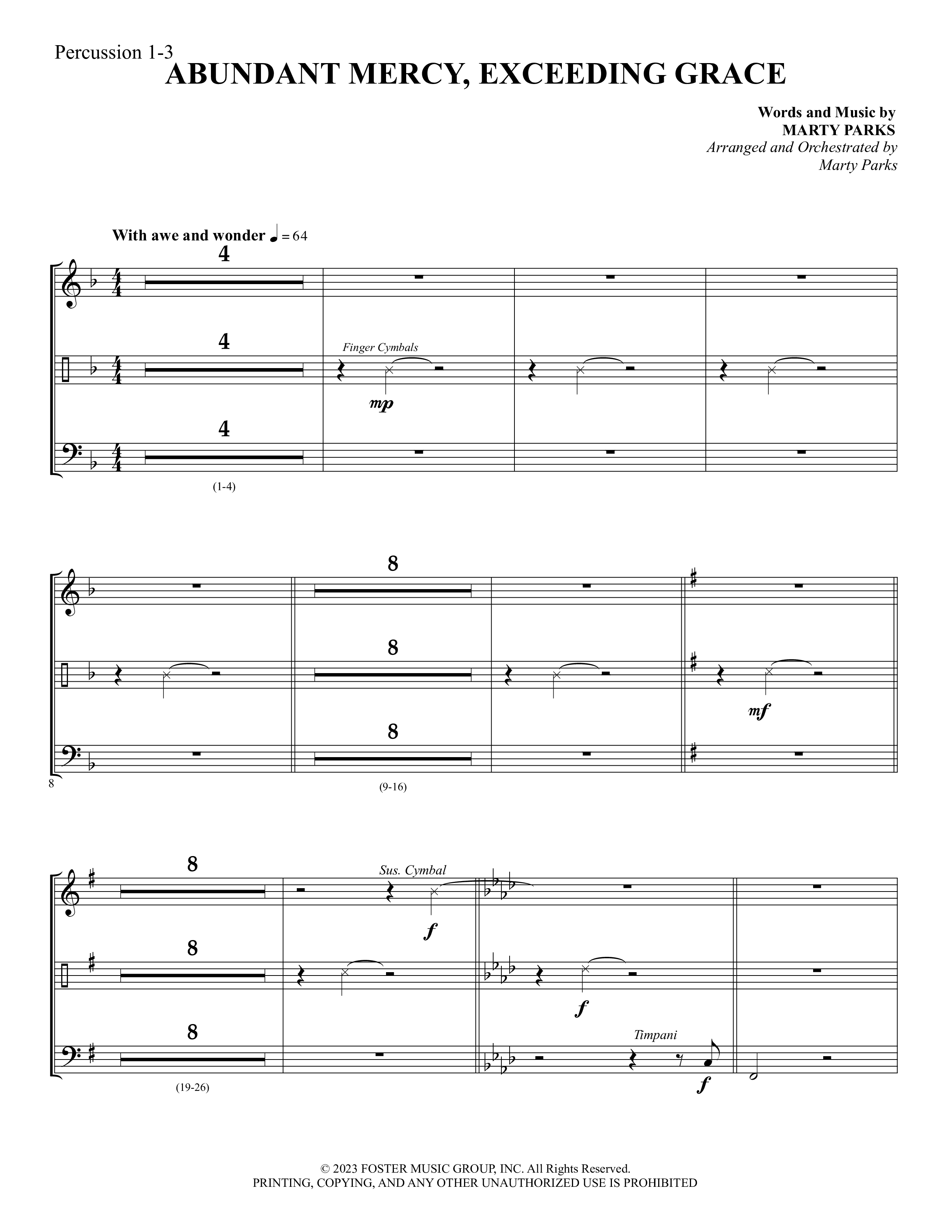 Abundant Mercy Exceeding Grace (Choral Anthem SATB) Percussion 1/2 (Foster Music Group / Arr. Marty Parks)