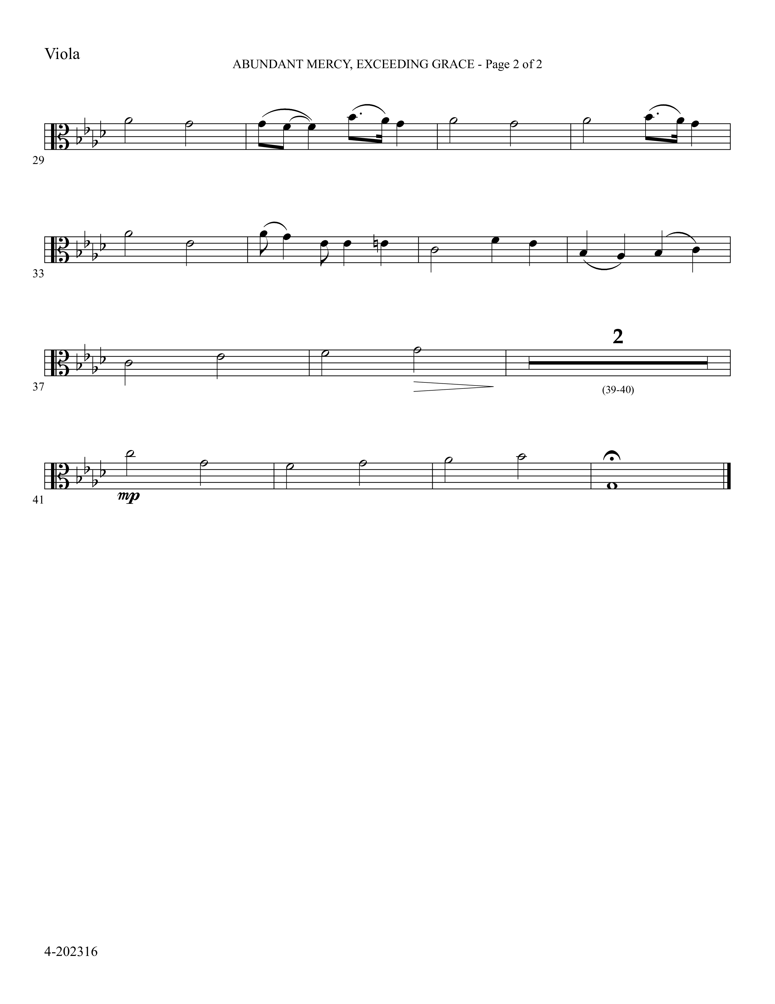 Abundant Mercy Exceeding Grace (Choral Anthem SATB) Viola (Foster Music Group / Arr. Marty Parks)