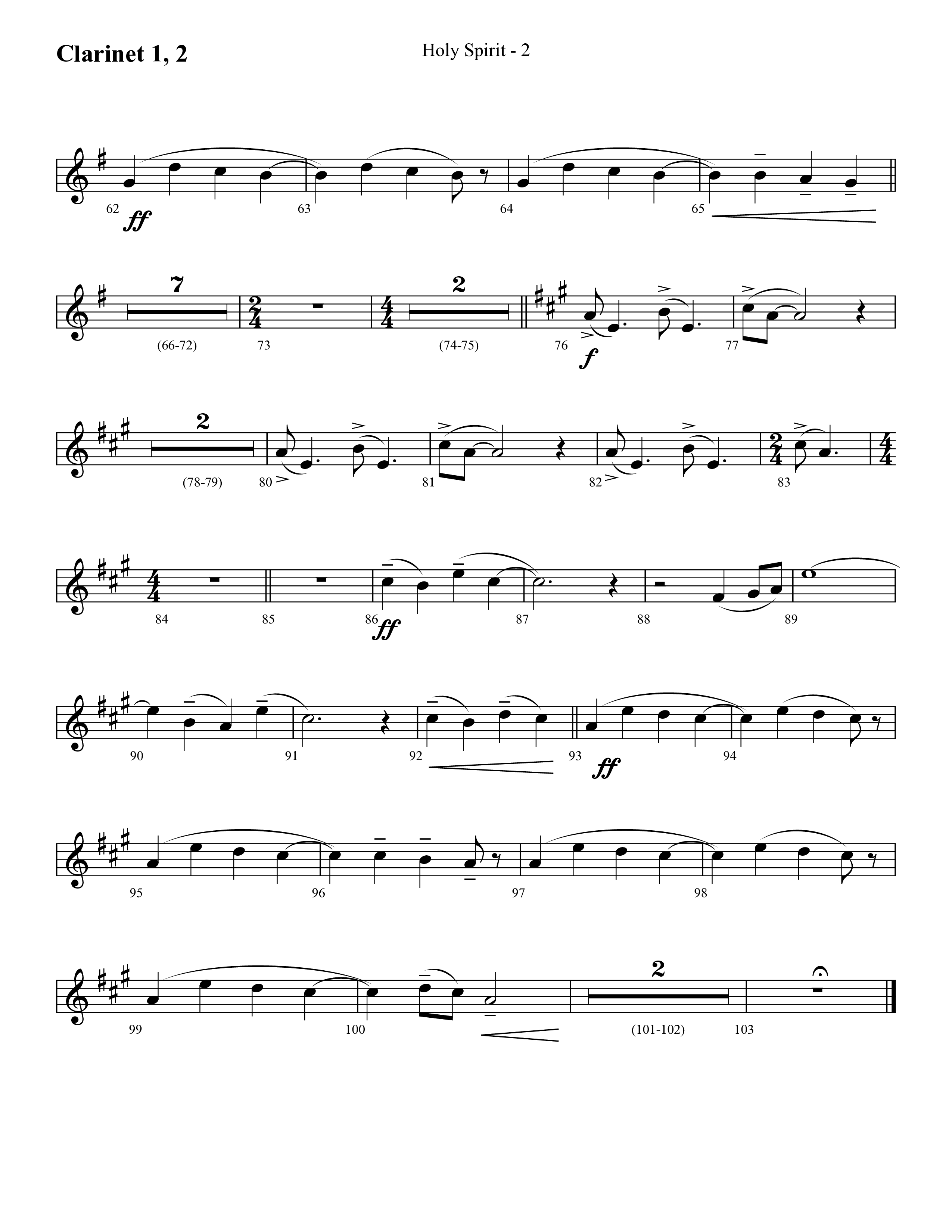 Holy Spirit  (Choral Anthem SATB) Clarinet 1/2 (Lifeway Choral / Arr. Cliff Duren)
