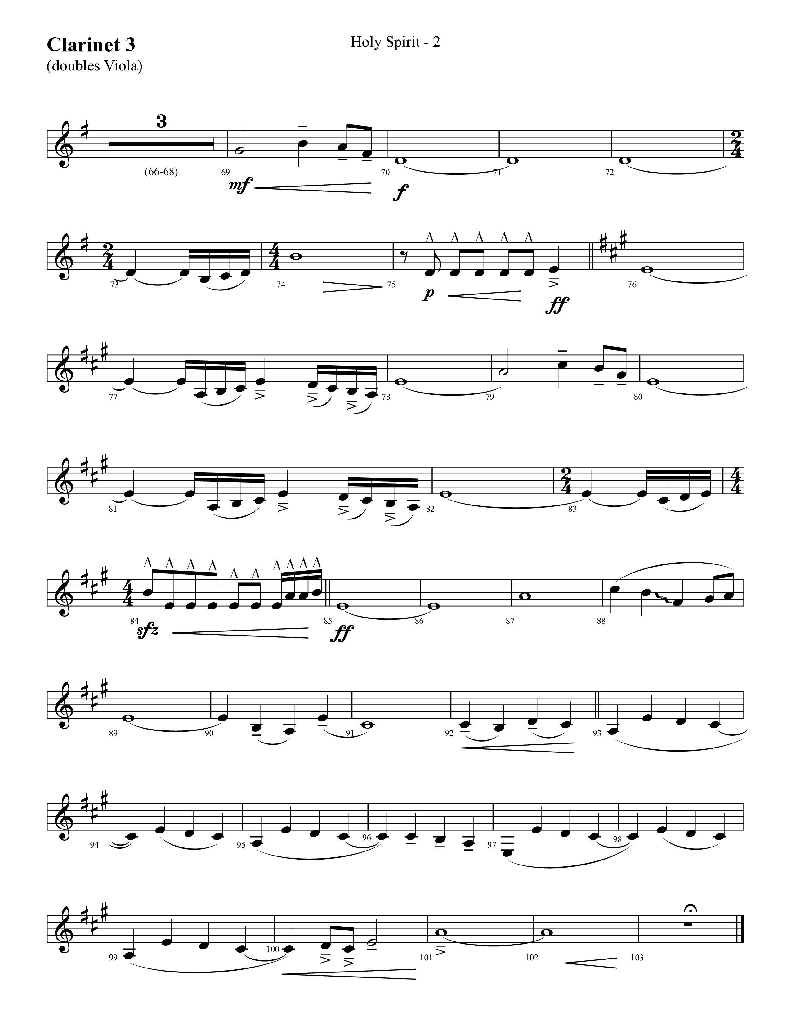 Holy Spirit  (Choral Anthem SATB) Clarinet 3 (Lifeway Choral / Arr. Cliff Duren)