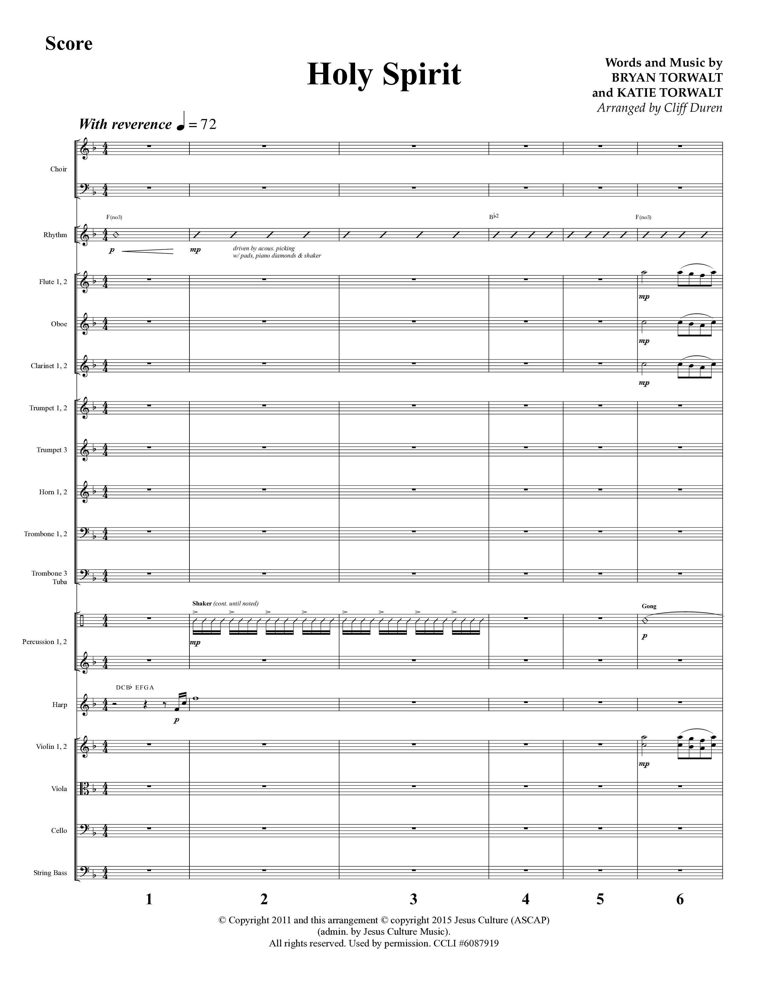 Holy Spirit  (Choral Anthem SATB) Orchestration (Lifeway Choral / Arr. Cliff Duren)
