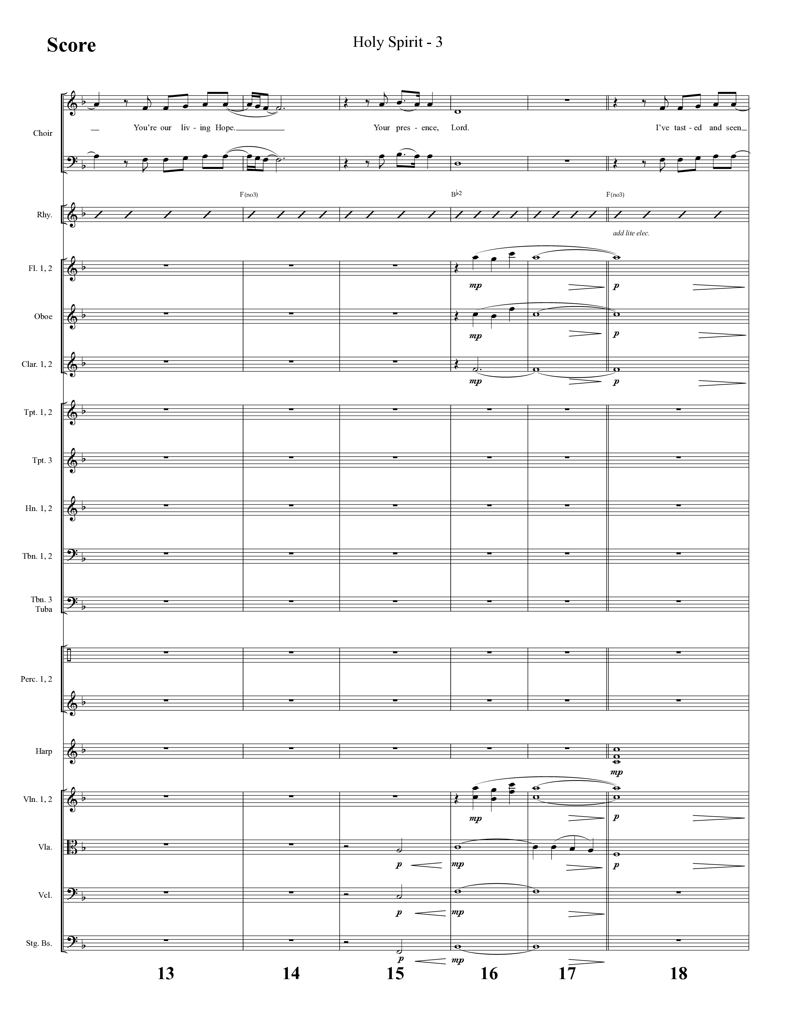 Holy Spirit  (Choral Anthem SATB) Orchestration (Lifeway Choral / Arr. Cliff Duren)