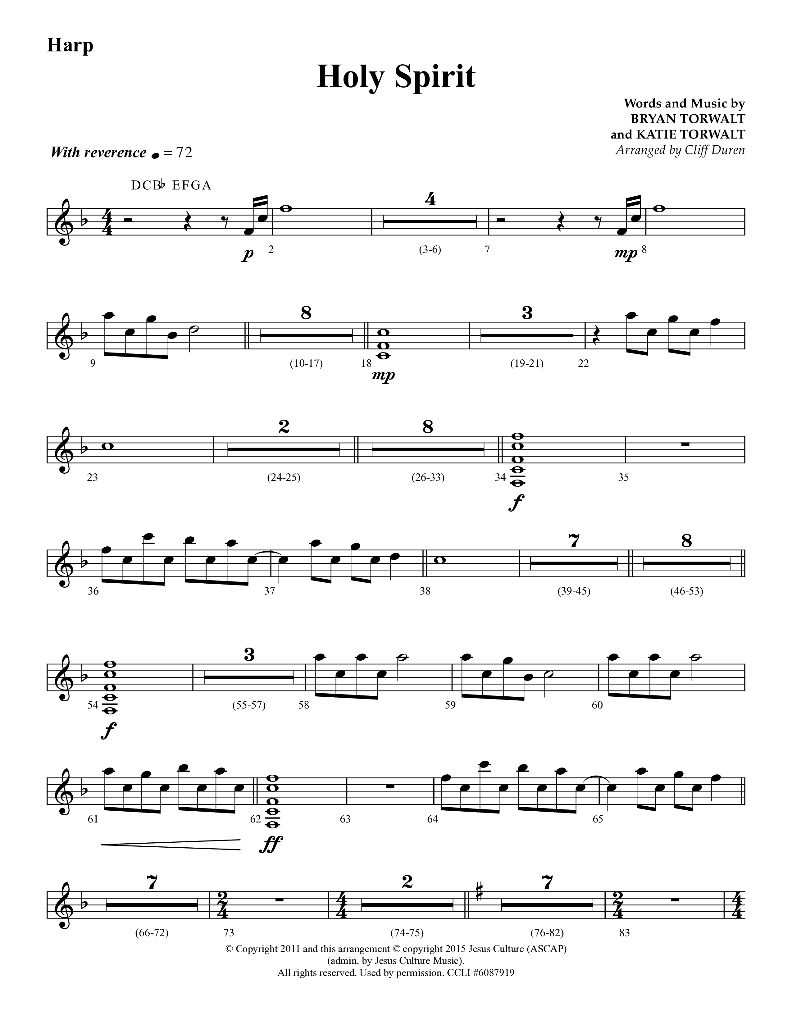 Holy Spirit  (Choral Anthem SATB) Harp (Lifeway Choral / Arr. Cliff Duren)