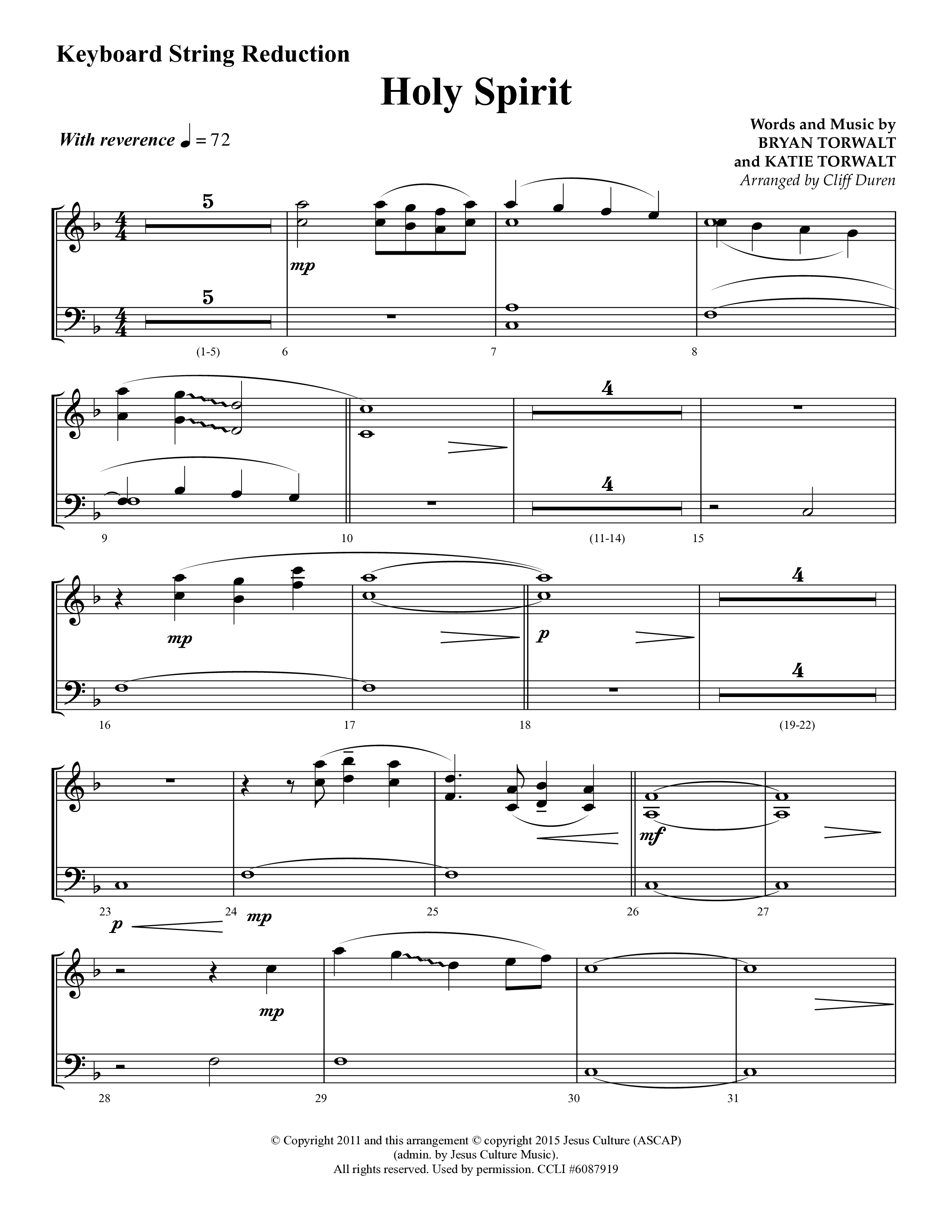 Holy Spirit  (Choral Anthem SATB) String Reduction (Lifeway Choral / Arr. Cliff Duren)