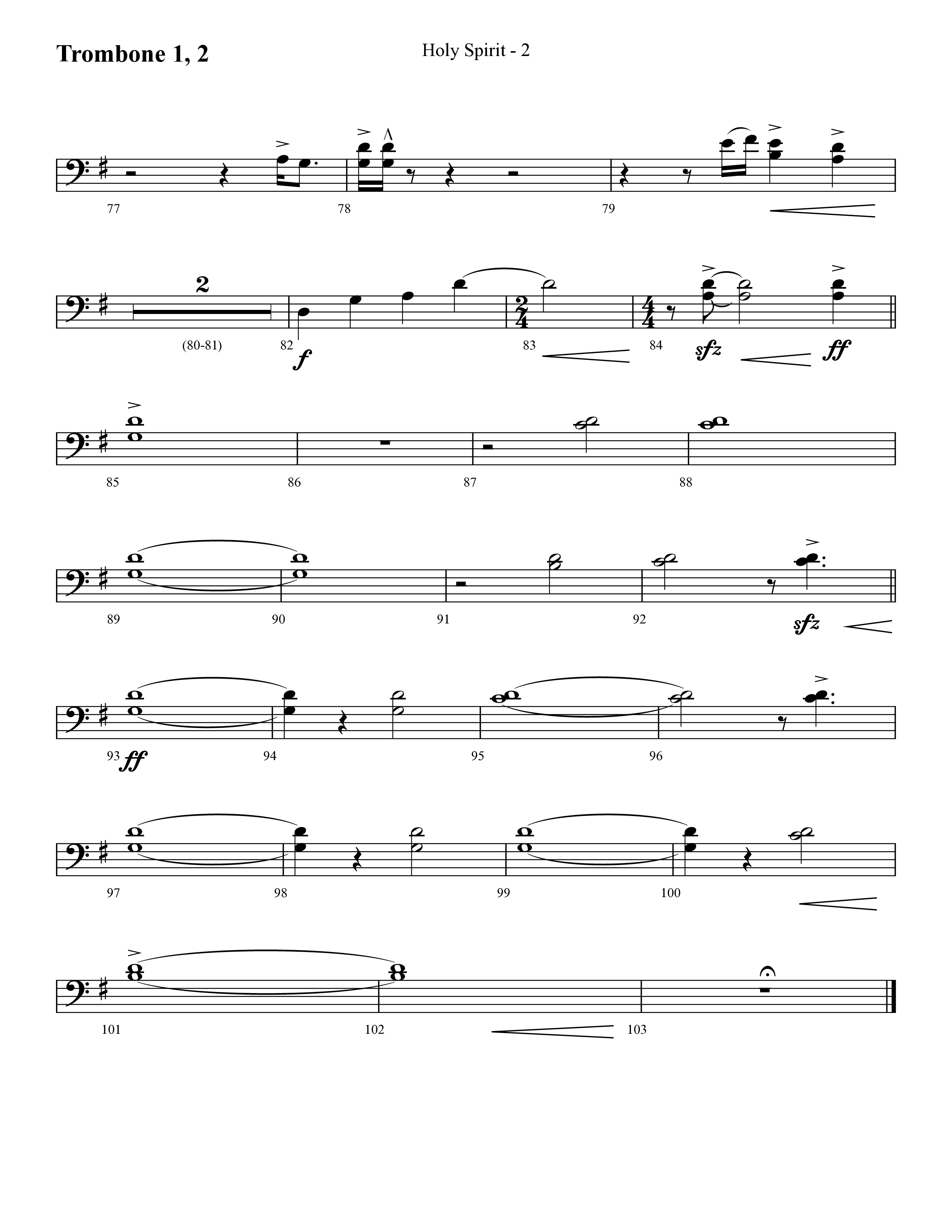 Holy Spirit  (Choral Anthem SATB) Trombone 1/2 (Lifeway Choral / Arr. Cliff Duren)
