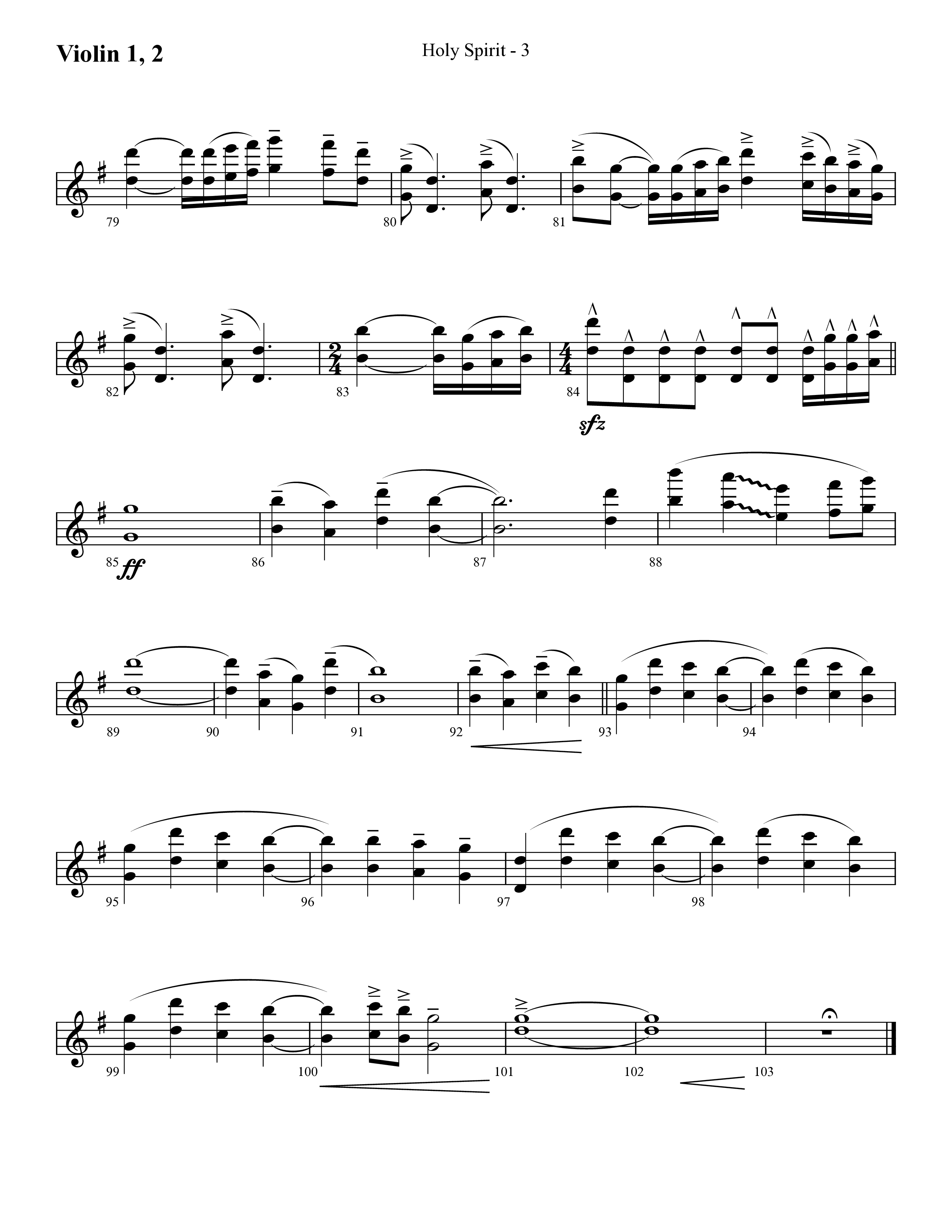 Holy Spirit  (Choral Anthem SATB) Violin 1/2 (Lifeway Choral / Arr. Cliff Duren)
