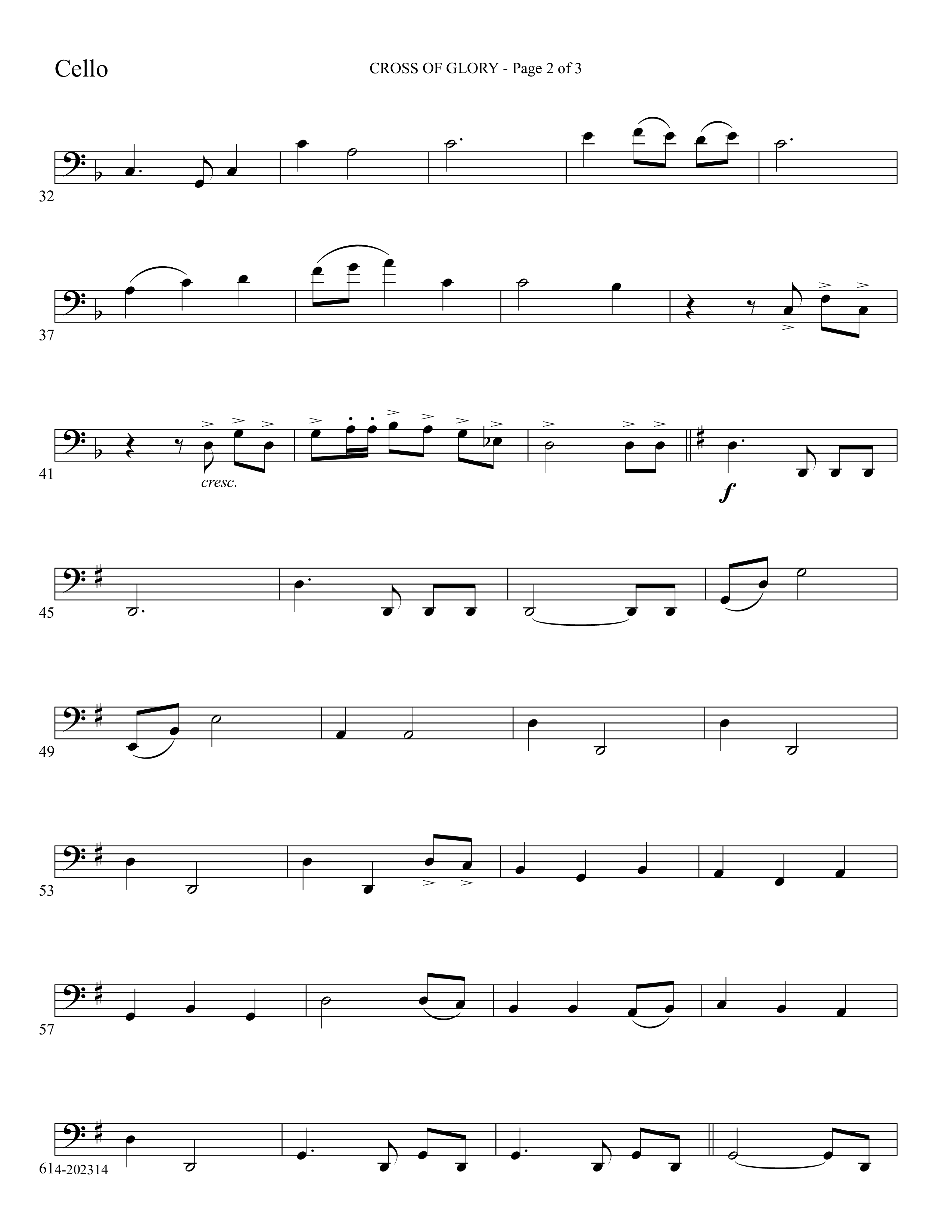 Cross Of Glory (Choral Anthem SATB) Cello (Foster Music Group / Arr. Marty Parks)