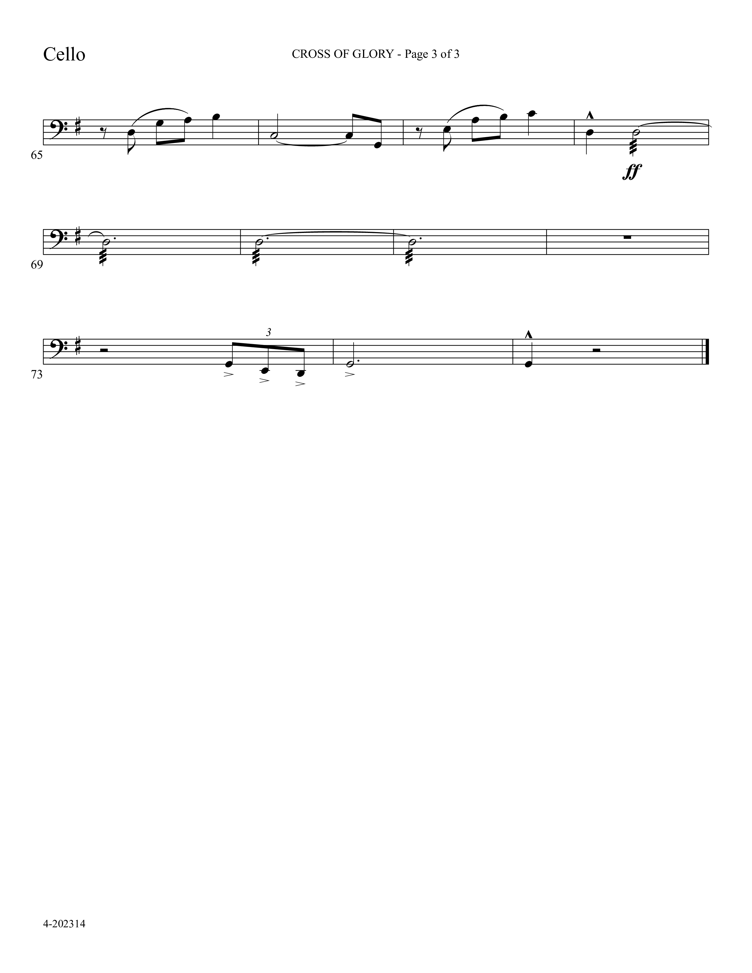 Cross Of Glory (Choral Anthem SATB) Cello (Foster Music Group / Arr. Marty Parks)