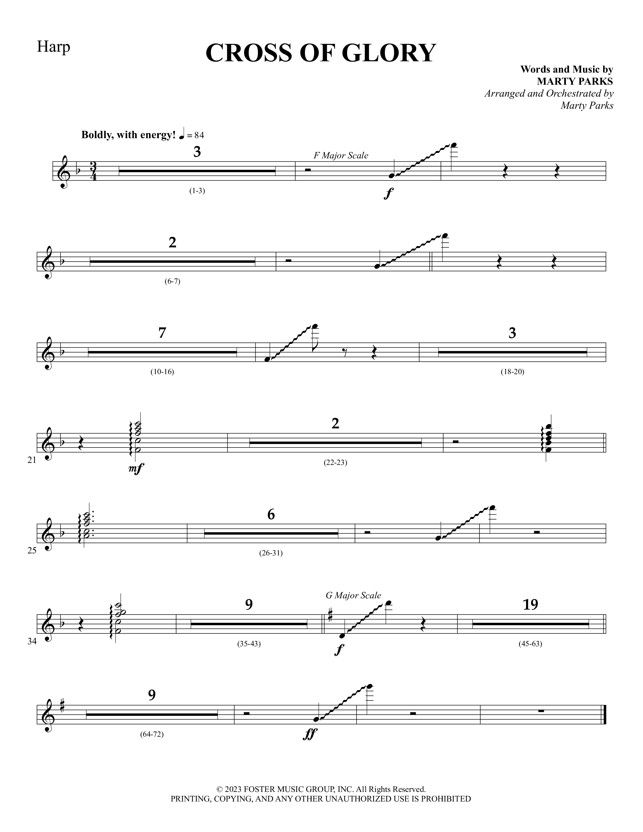 Cross Of Glory (Choral Anthem SATB) Harp (Foster Music Group / Arr. Marty Parks)