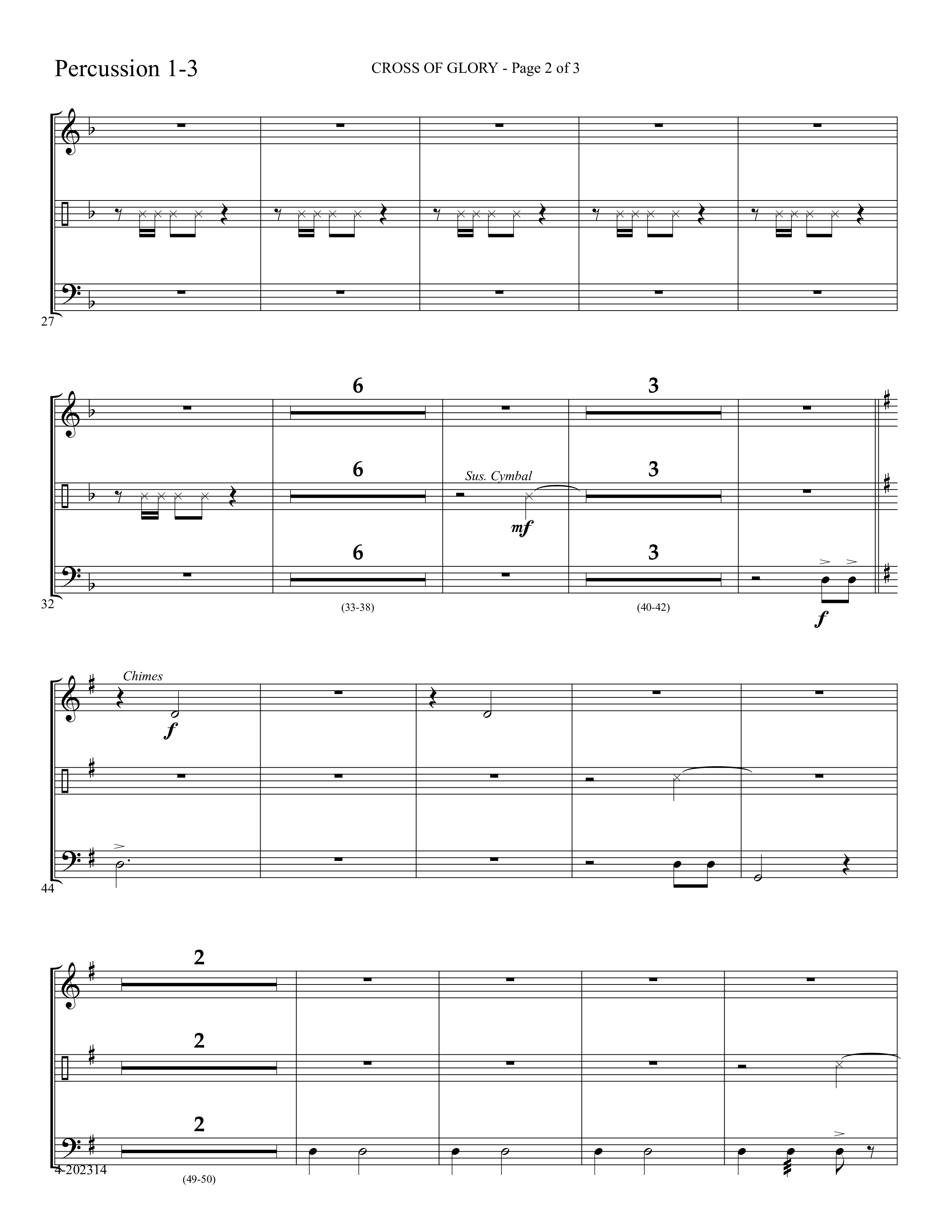Cross Of Glory (Choral Anthem SATB) Percussion 1/2 (Foster Music Group / Arr. Marty Parks)