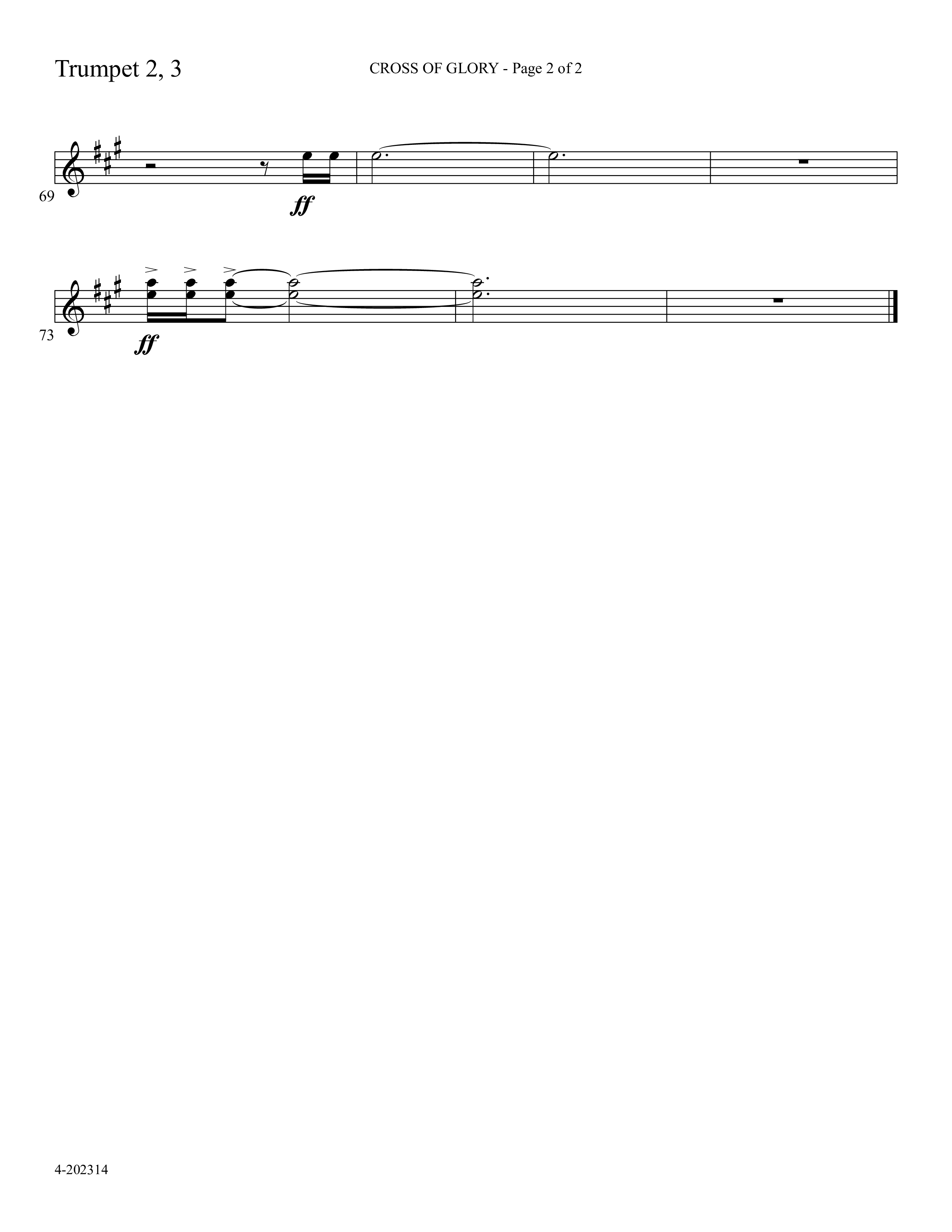 Cross Of Glory (Choral Anthem SATB) Trumpet 2/3 (Foster Music Group / Arr. Marty Parks)