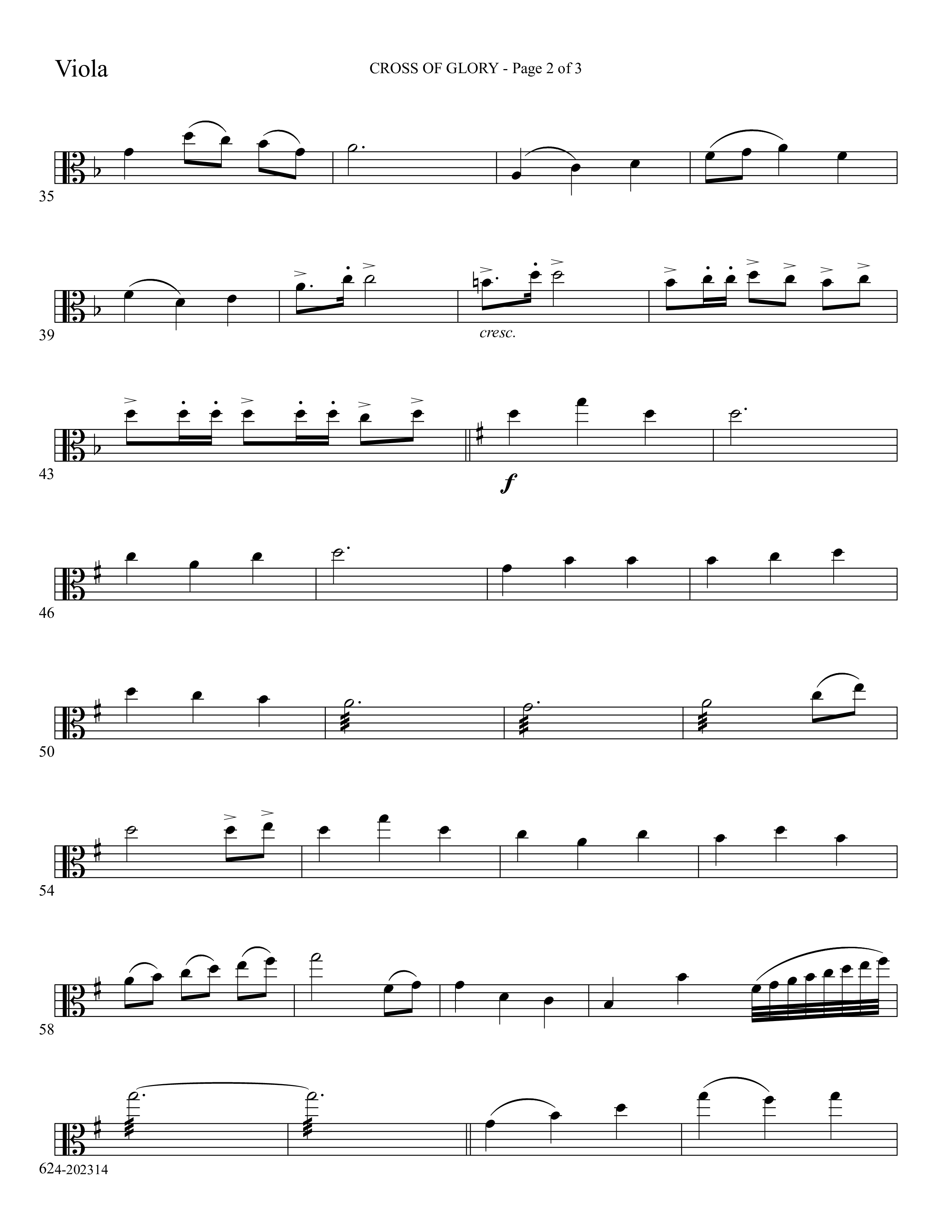 Cross Of Glory (Choral Anthem SATB) Viola (Foster Music Group / Arr. Marty Parks)