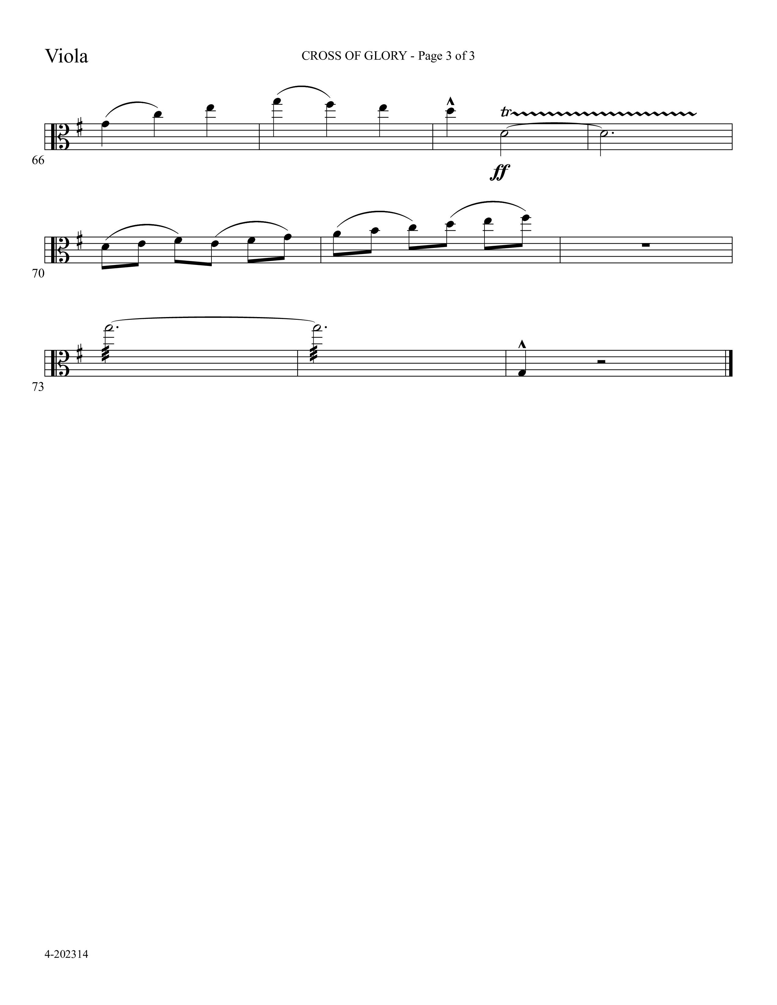 Cross Of Glory (Choral Anthem SATB) Viola (Foster Music Group / Arr. Marty Parks)
