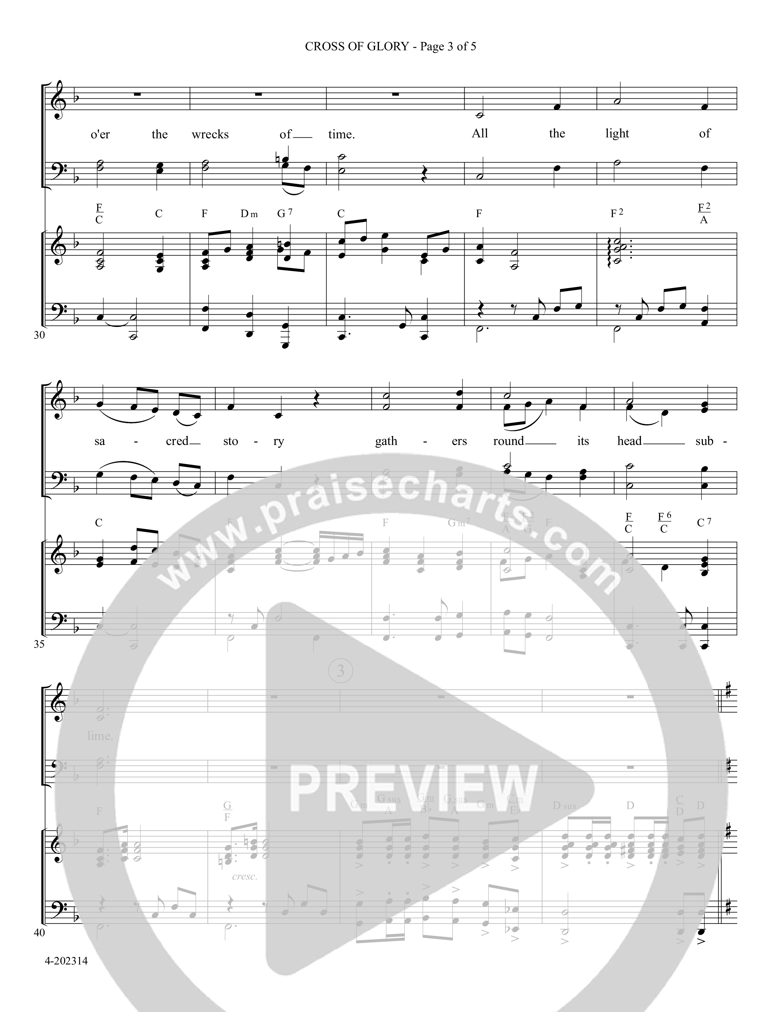 Cross Of Glory (Choral Anthem SATB) Piano/Choir (SATB) (Foster Music Group / Arr. Marty Parks)
