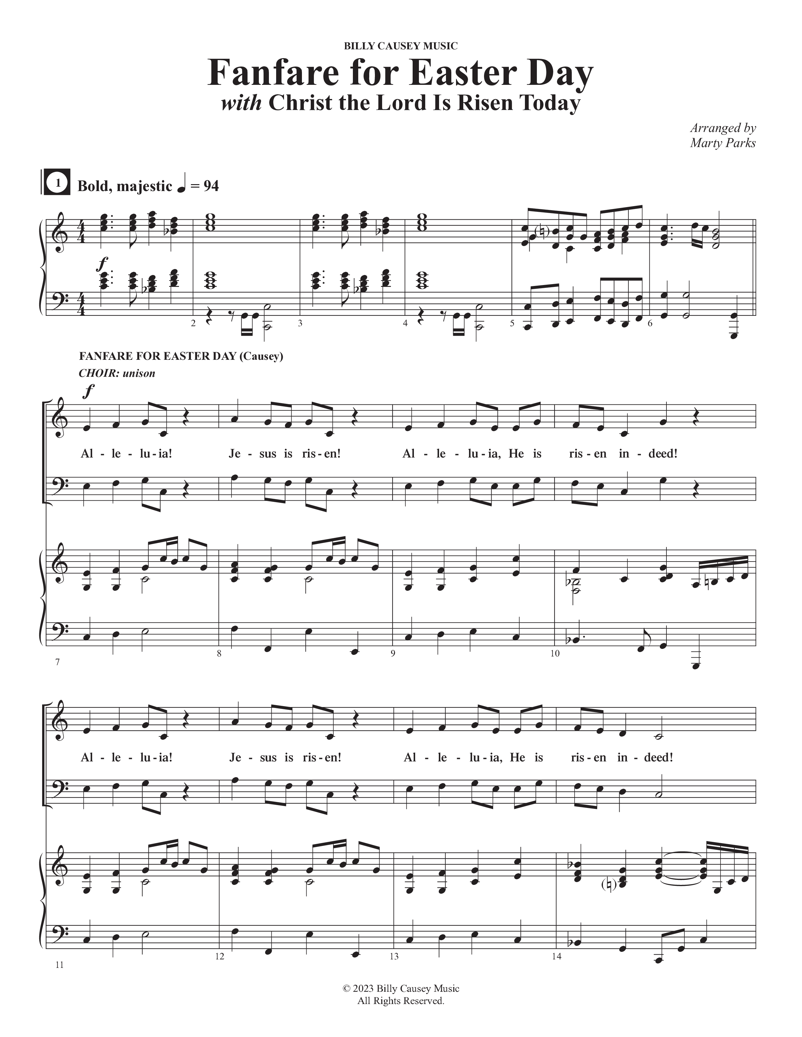 Fanfare For Easter Day (with Christ The Lord Is Risen Today) (Choral Anthem SATB) Piano/Choir (SATB) (Foster Music Group / Arr. Marty Parks)