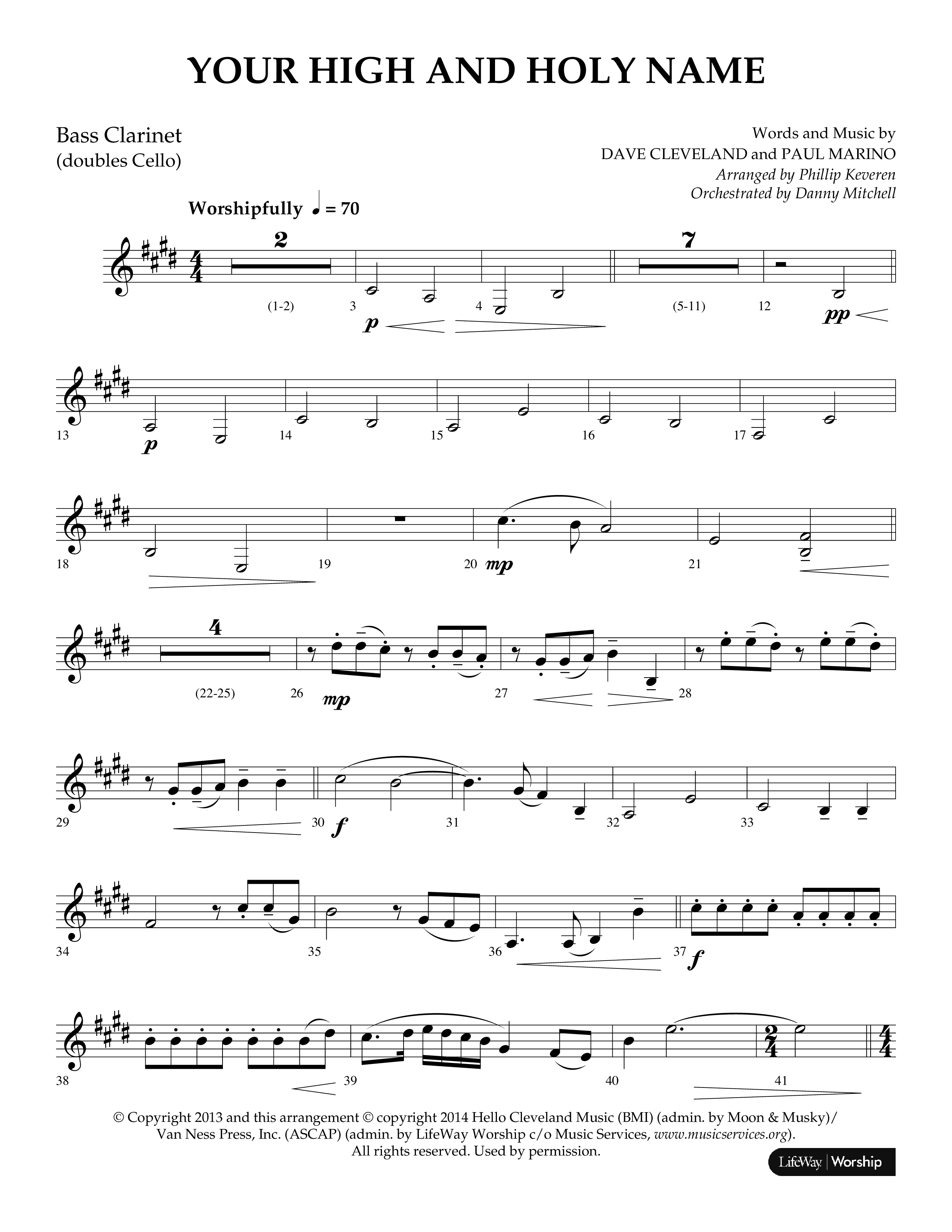Your High And Holy Name (Choral Anthem SATB) Bass Clarinet (Lifeway Choral / Arr. Phillip Keveren / Orch. Danny Mitchell)
