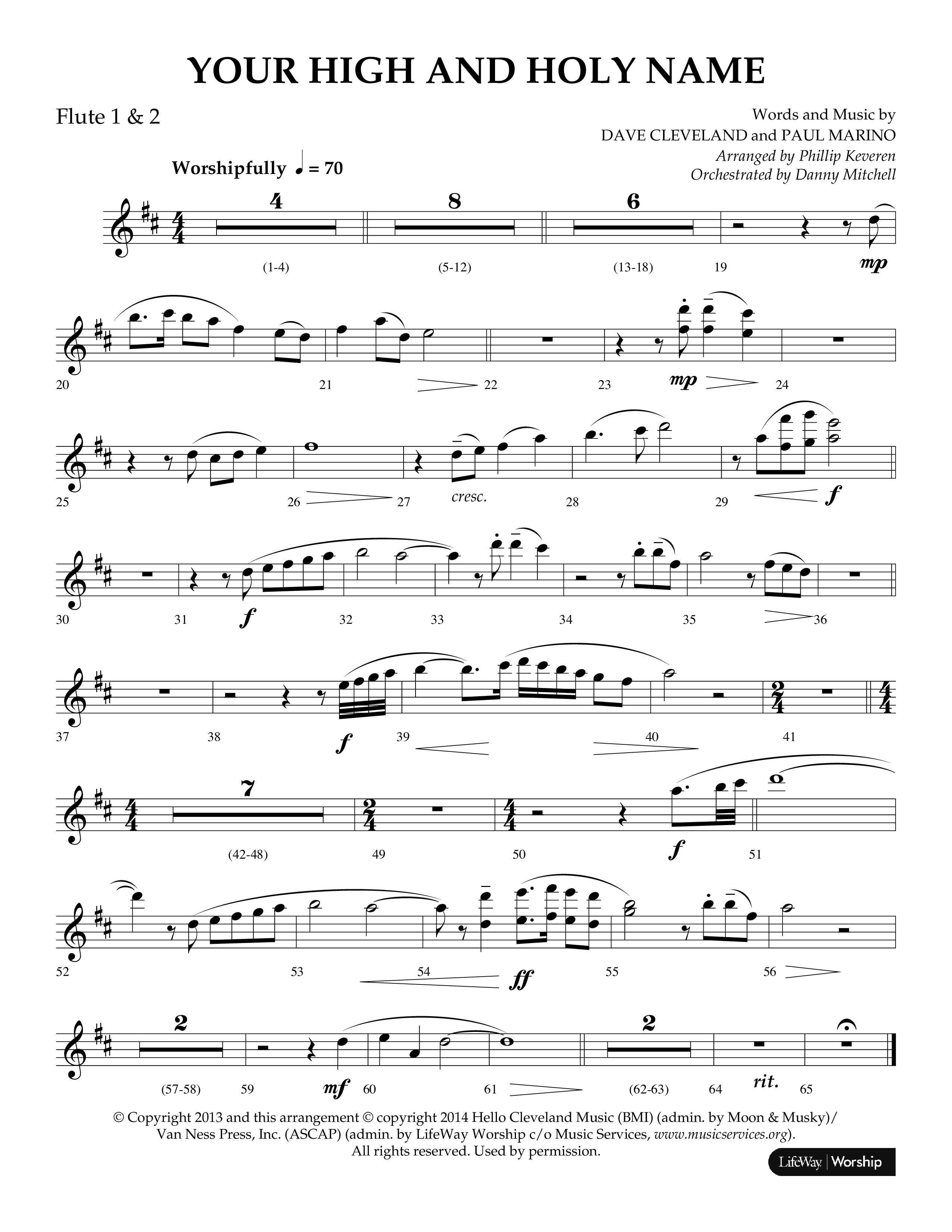Your High And Holy Name (Choral Anthem SATB) Flute 1/2 (Lifeway Choral / Arr. Phillip Keveren / Orch. Danny Mitchell)