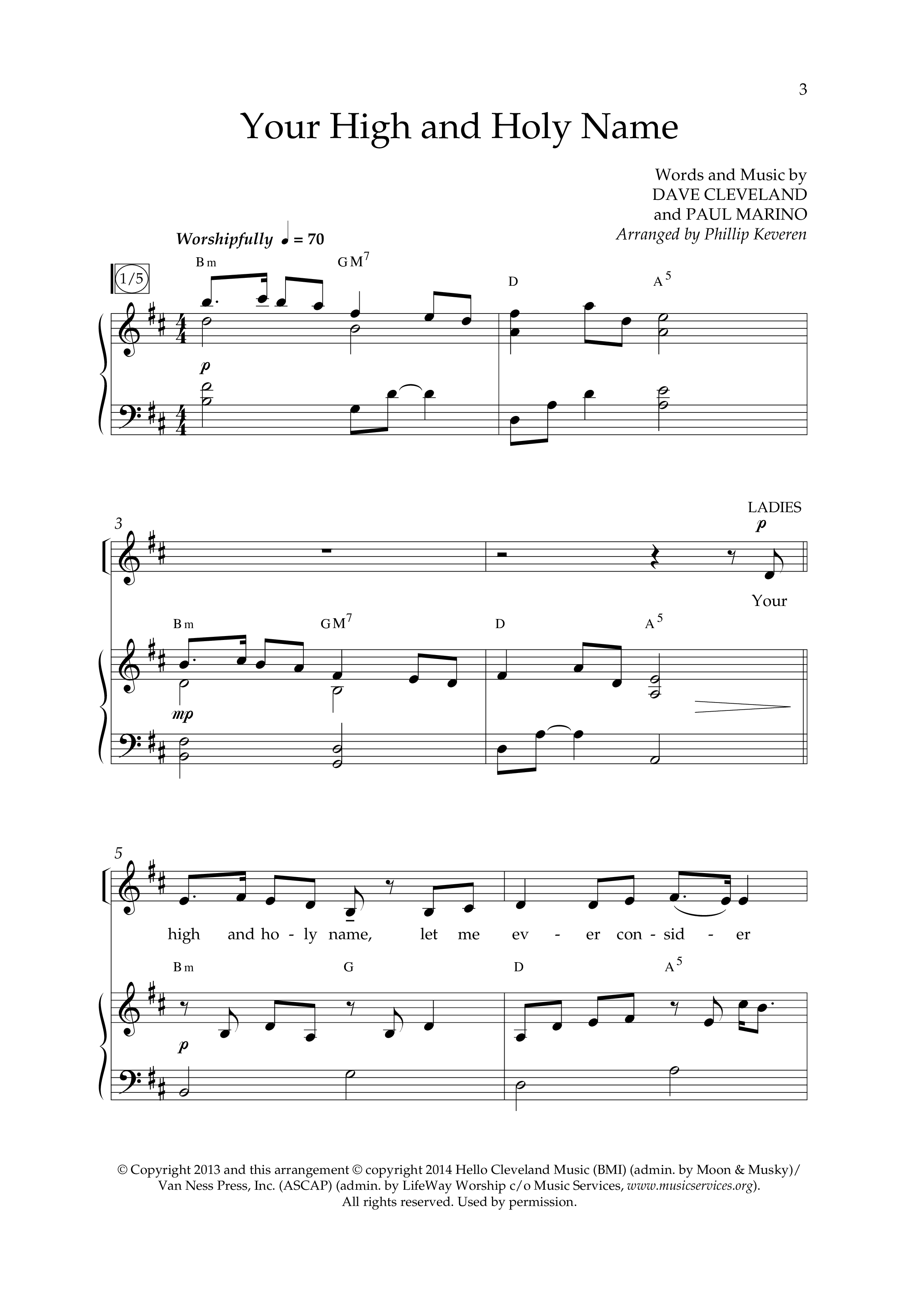 Your High And Holy Name (Choral Anthem SATB) Anthem (SATB/Piano) (Lifeway Choral / Arr. Phillip Keveren / Orch. Danny Mitchell)