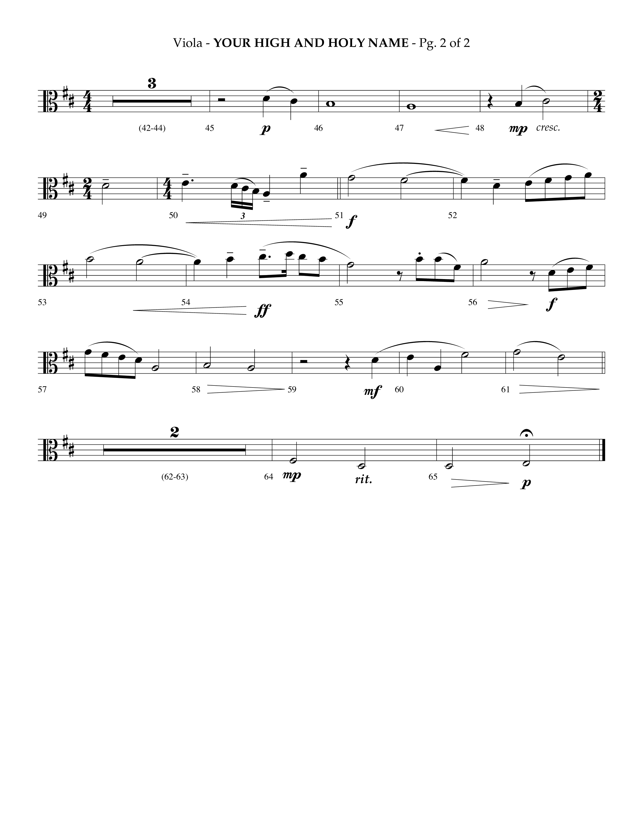 Your High And Holy Name (Choral Anthem SATB) Viola (Lifeway Choral / Arr. Phillip Keveren / Orch. Danny Mitchell)