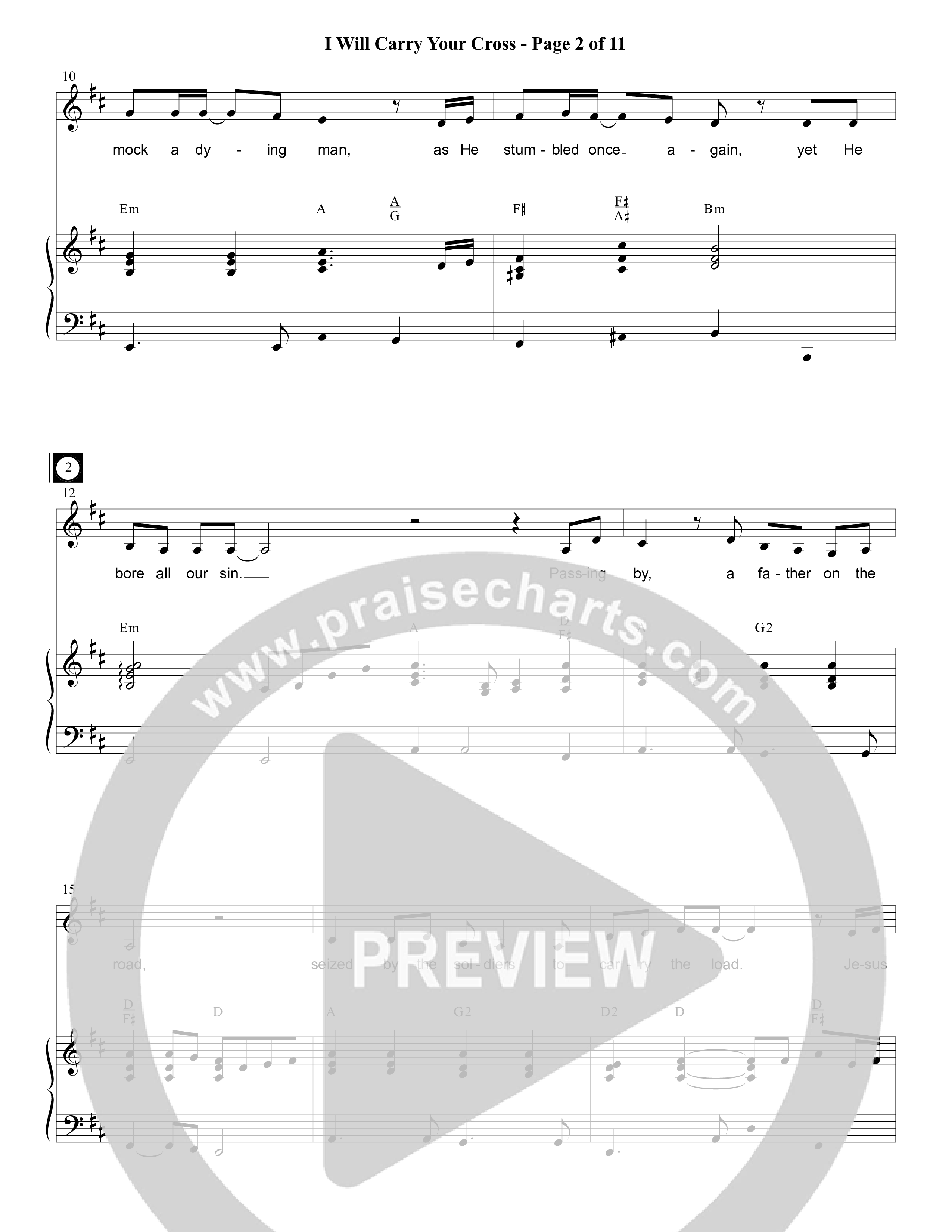 I Will Carry Your Cross (Choral Anthem SATB) Piano/Choir (SATB) (Foster Music Group / Arr. Marty Parks)