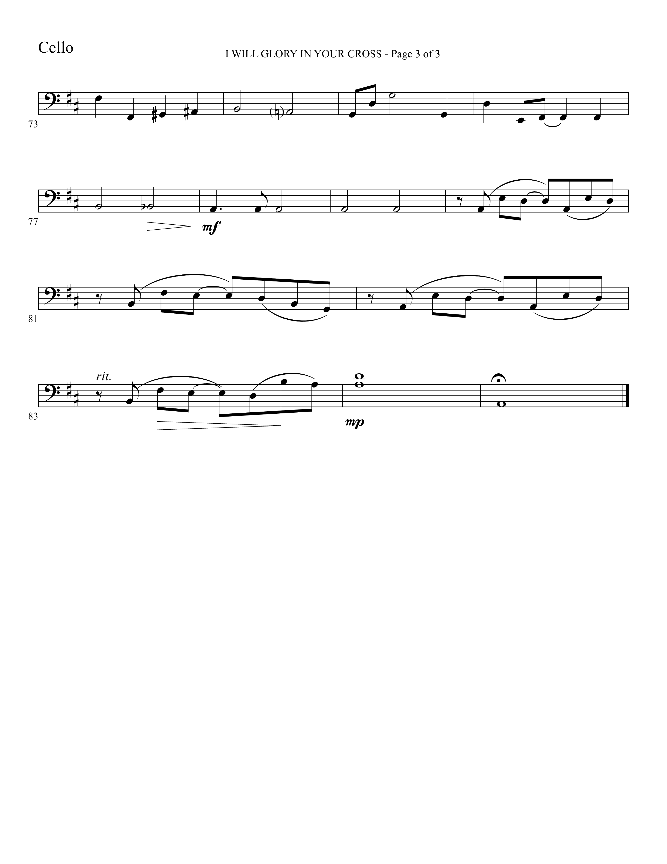 I Will Glory In Your Cross (with Hallelujah What A Savior) Cello (Foster Music Group / Arr. Marty Parks)